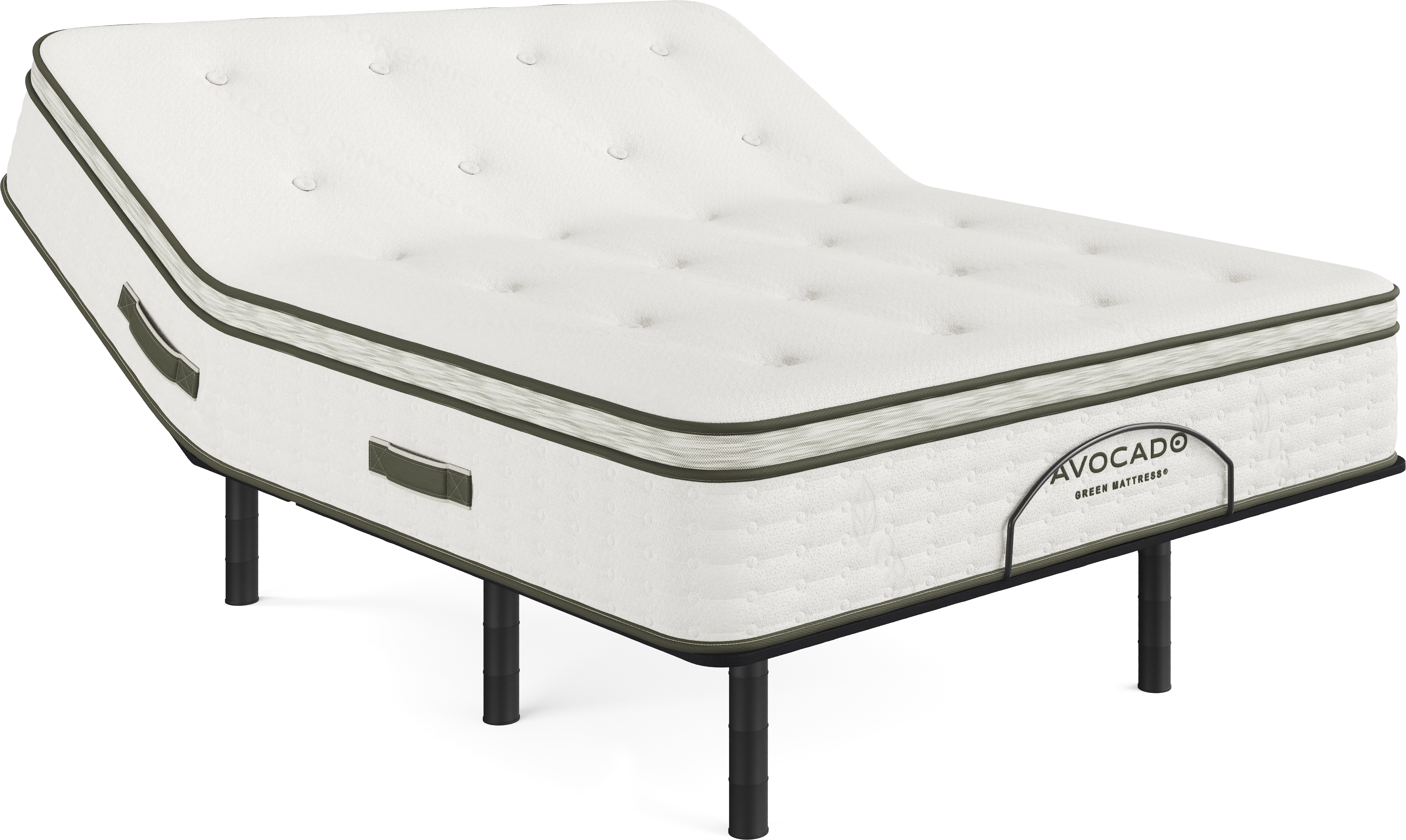 Avocado Green Euro Top King Mattress with Head Up Only Base - Thumbnail - Image 1