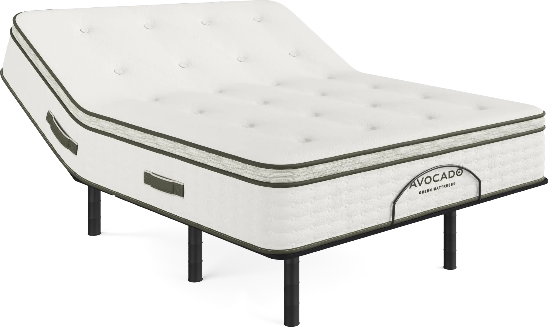 Avocado Green Euro Top King Mattress with Head Up Only Base