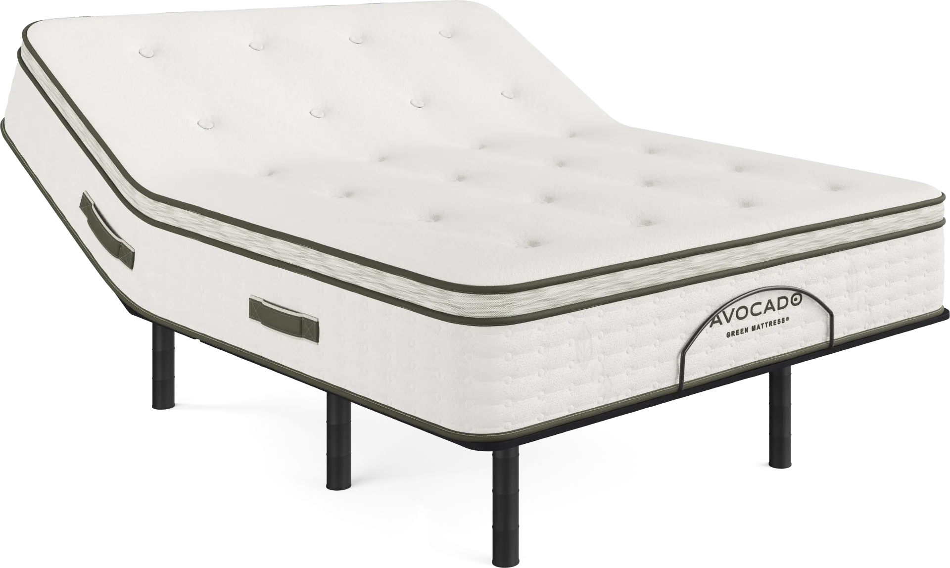 Avocado Green Euro Top King Mattress with Head Up Only Base - Image 1