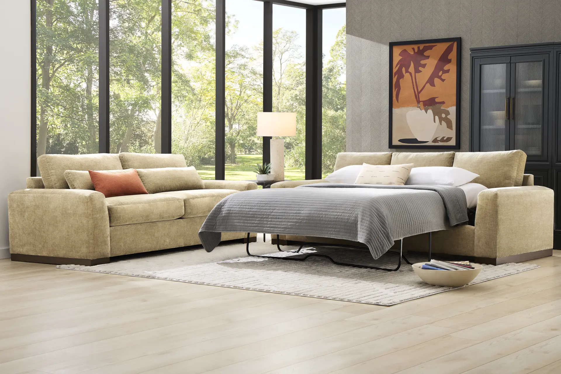 Salinas Putty 7 Pc Living Room with Apartment Sleeper Sofa