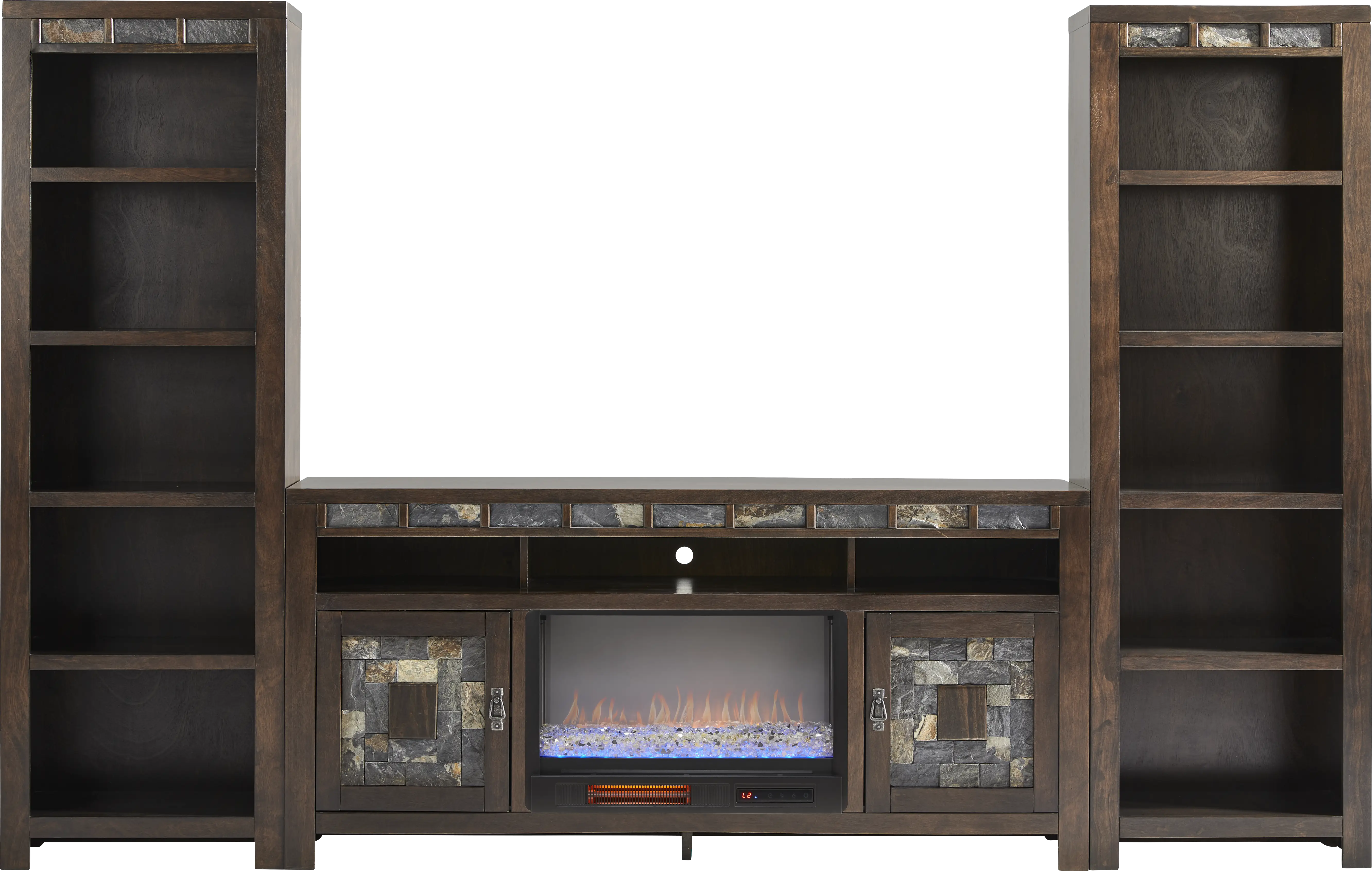 Highlands Saddle 4 Pc Wall Unit with Electric Fireplace - Thumbnail - Image 1