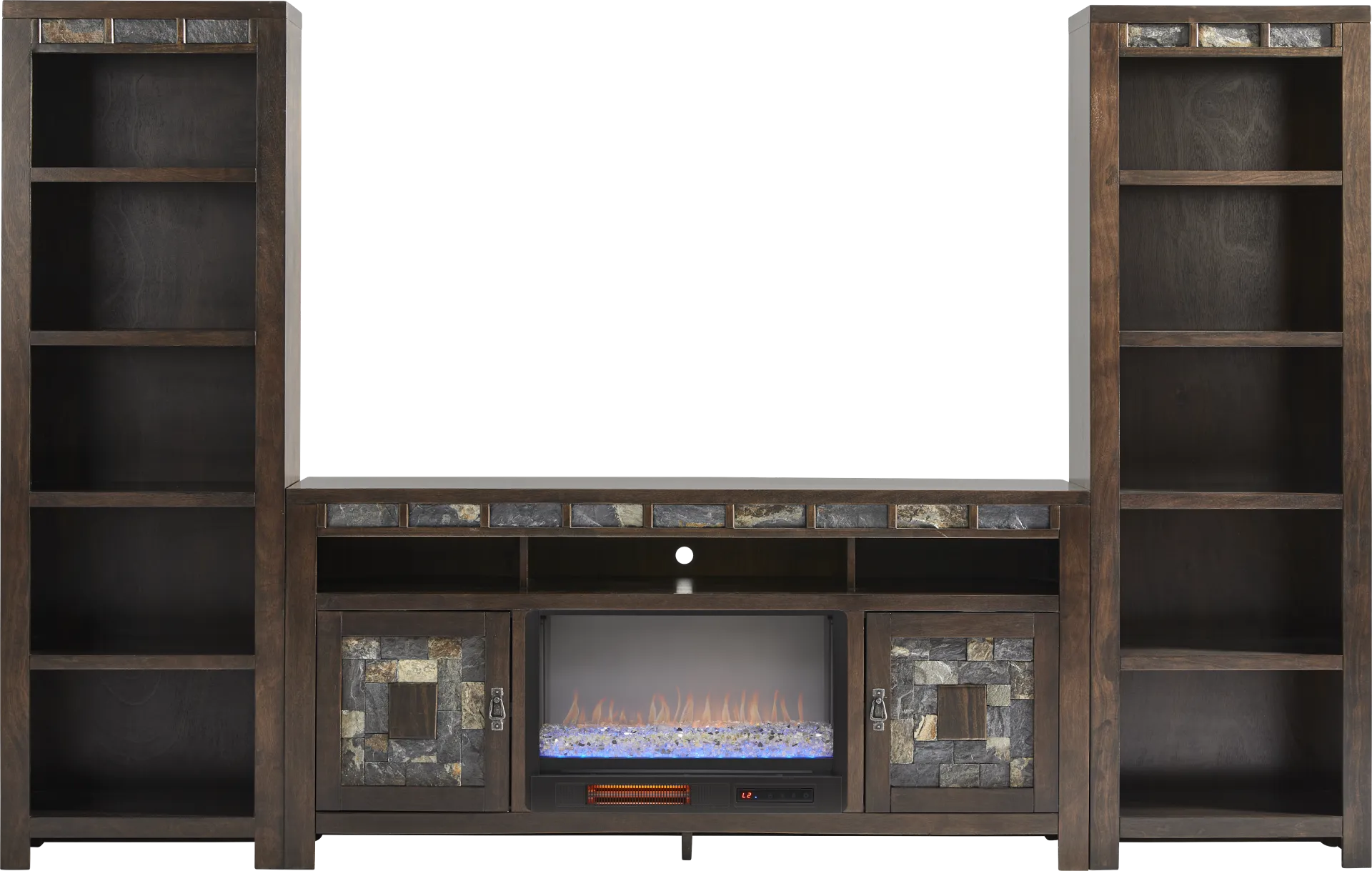 Highlands Saddle 4 Pc Wall Unit with Electric Fireplace - Image 1