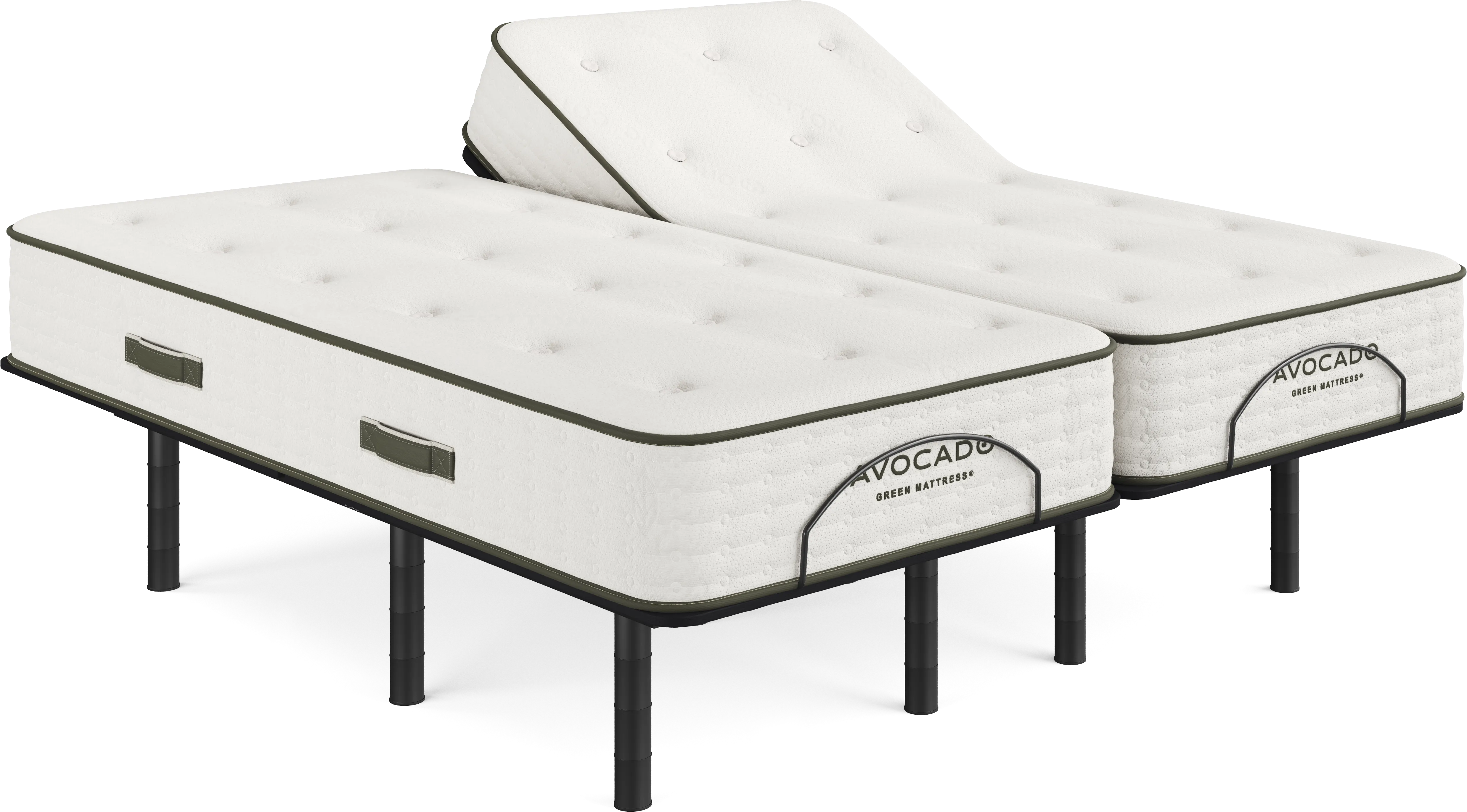 Avocado Green Tight Top Split King Mattress with Head Up Only Base - Image 1