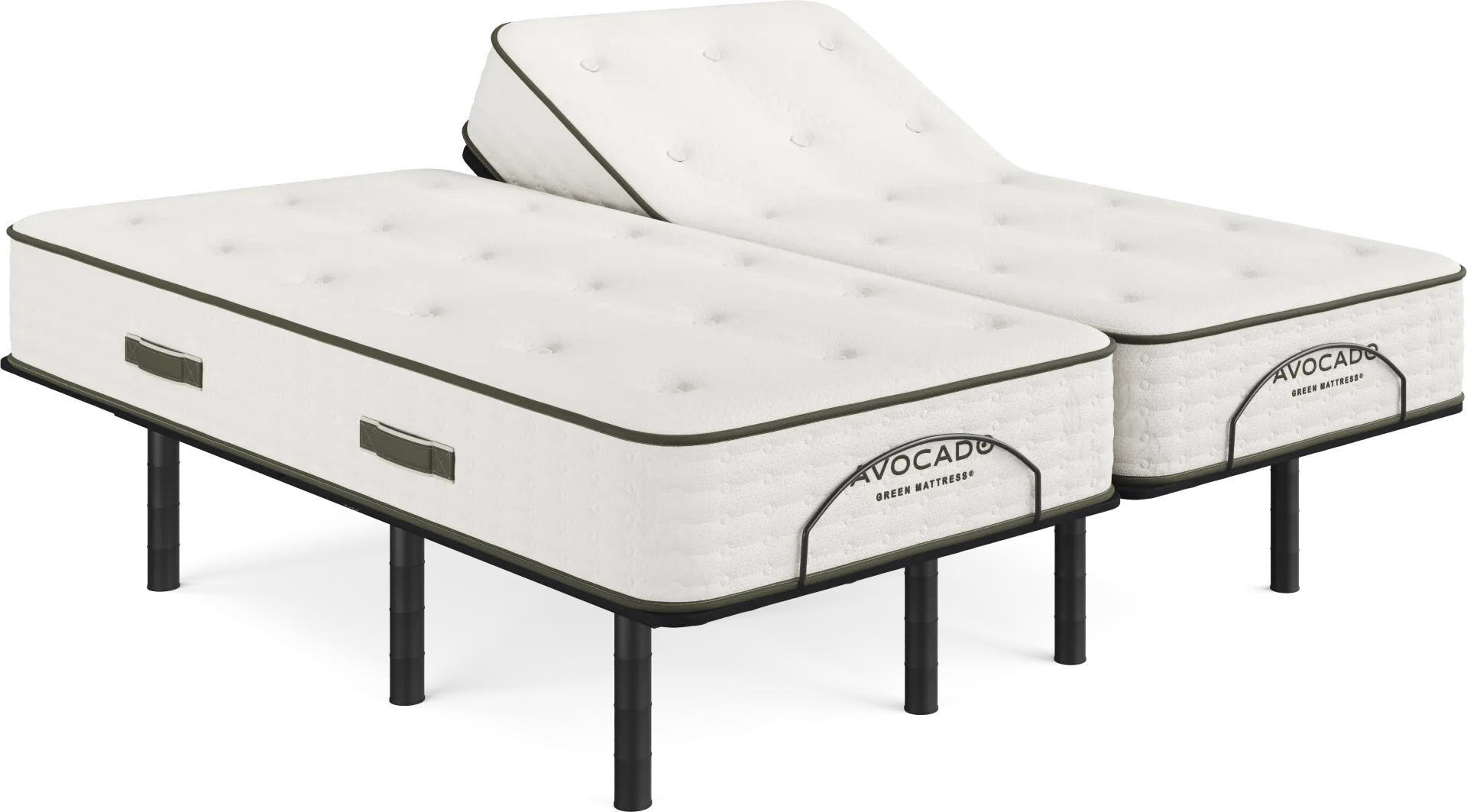 Avocado Green Tight Top Split King Mattress with Head Up Only Base - Image 1