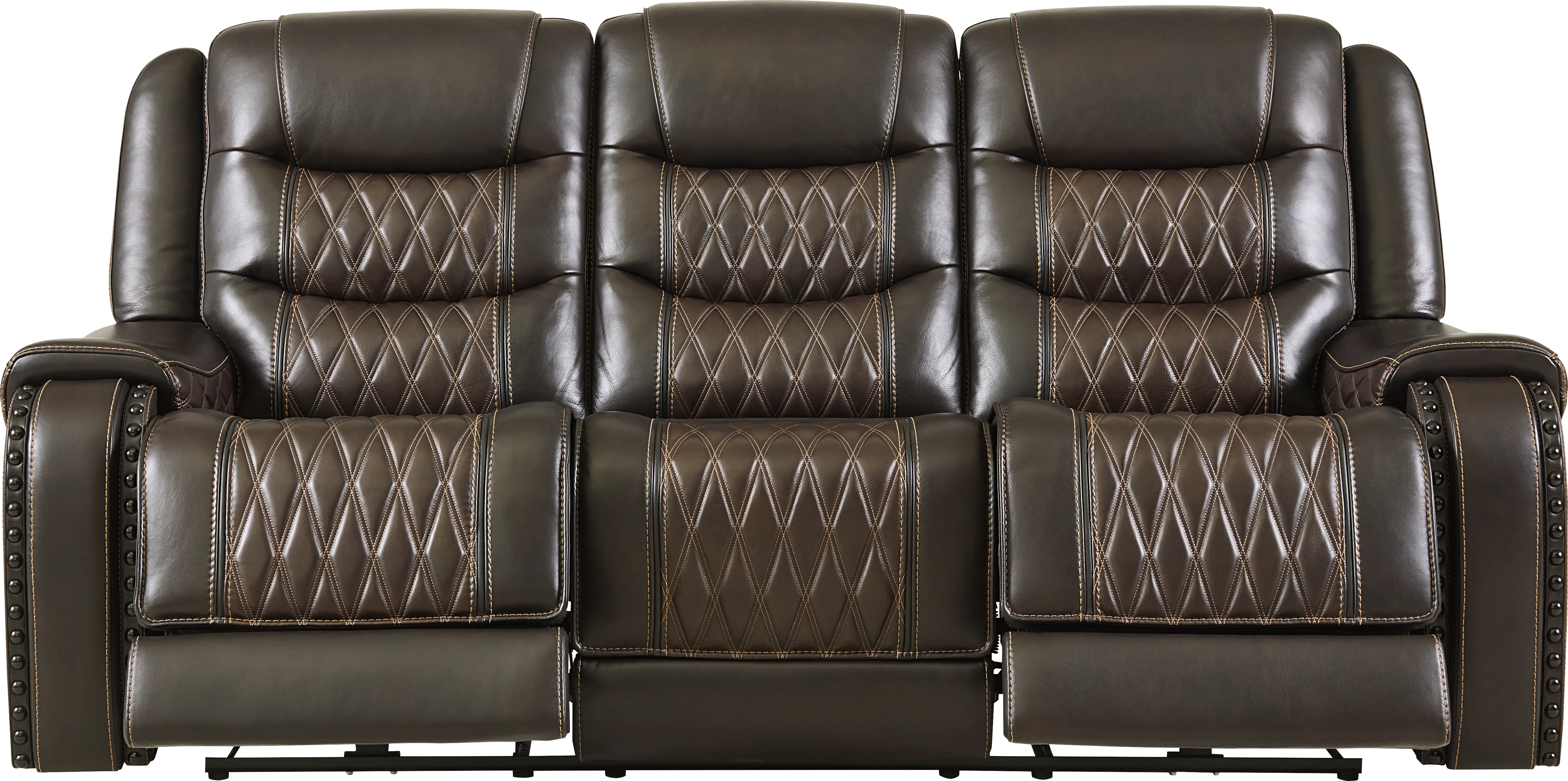 Marquee Brown Leather 5 Pc Triple Power Reclining Living Room - Thumbnail - Image 2