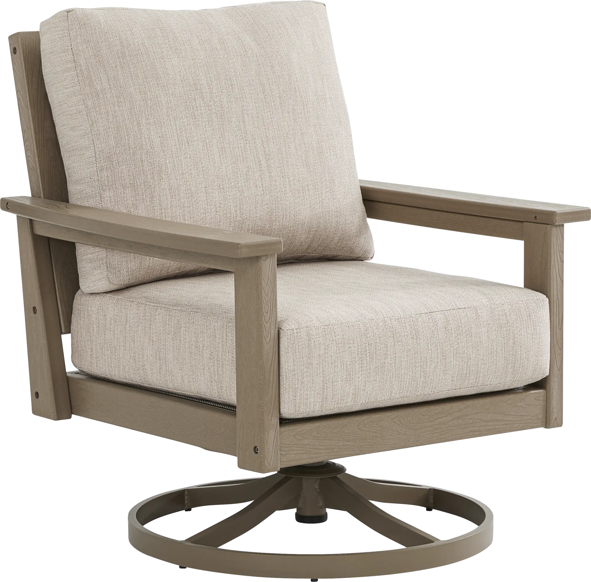 Wakefield Brown Outdoor Swivel Chair with Oat Cushions