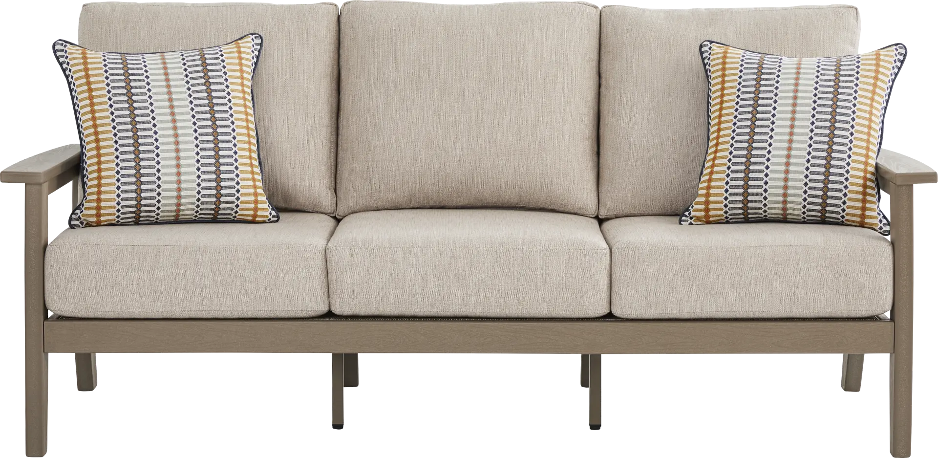 Wakefield Brown Outdoor Sofa with Oat Cushions