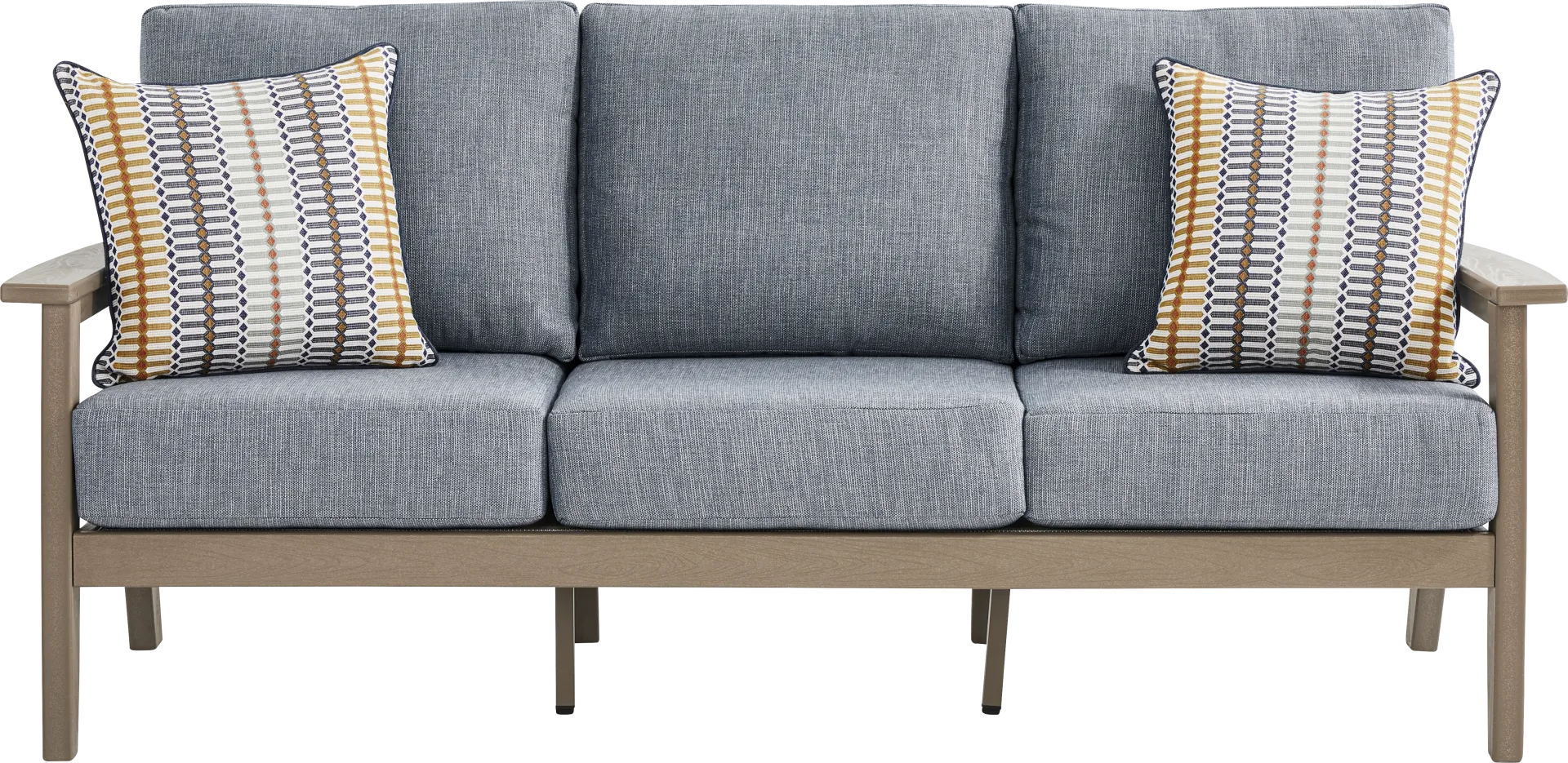 Wakefield Brown Outdoor Sofa with Denim Cushions - Image 1
