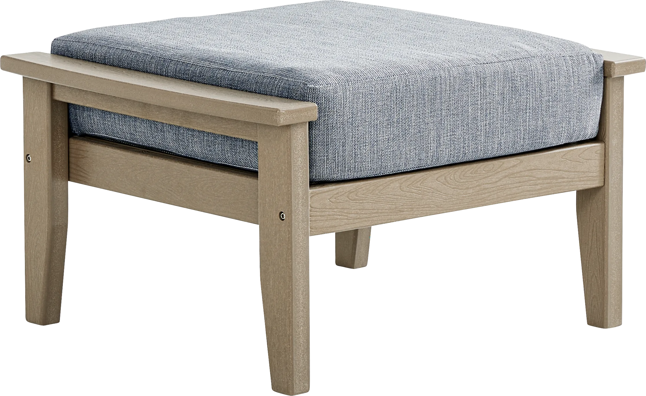 Wakefield Brown Outdoor Ottoman with Denim Cushion - Image 1