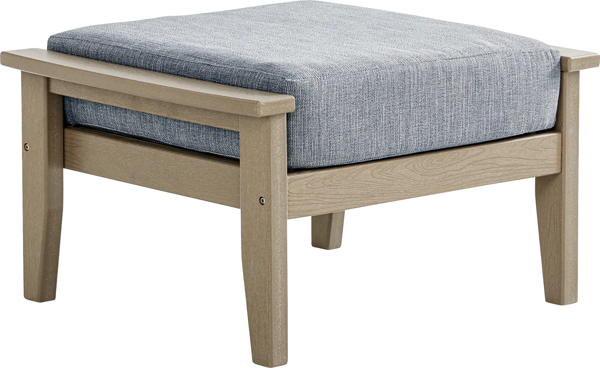 Wakefield Brown Outdoor Ottoman with Denim Cushion - Image 1