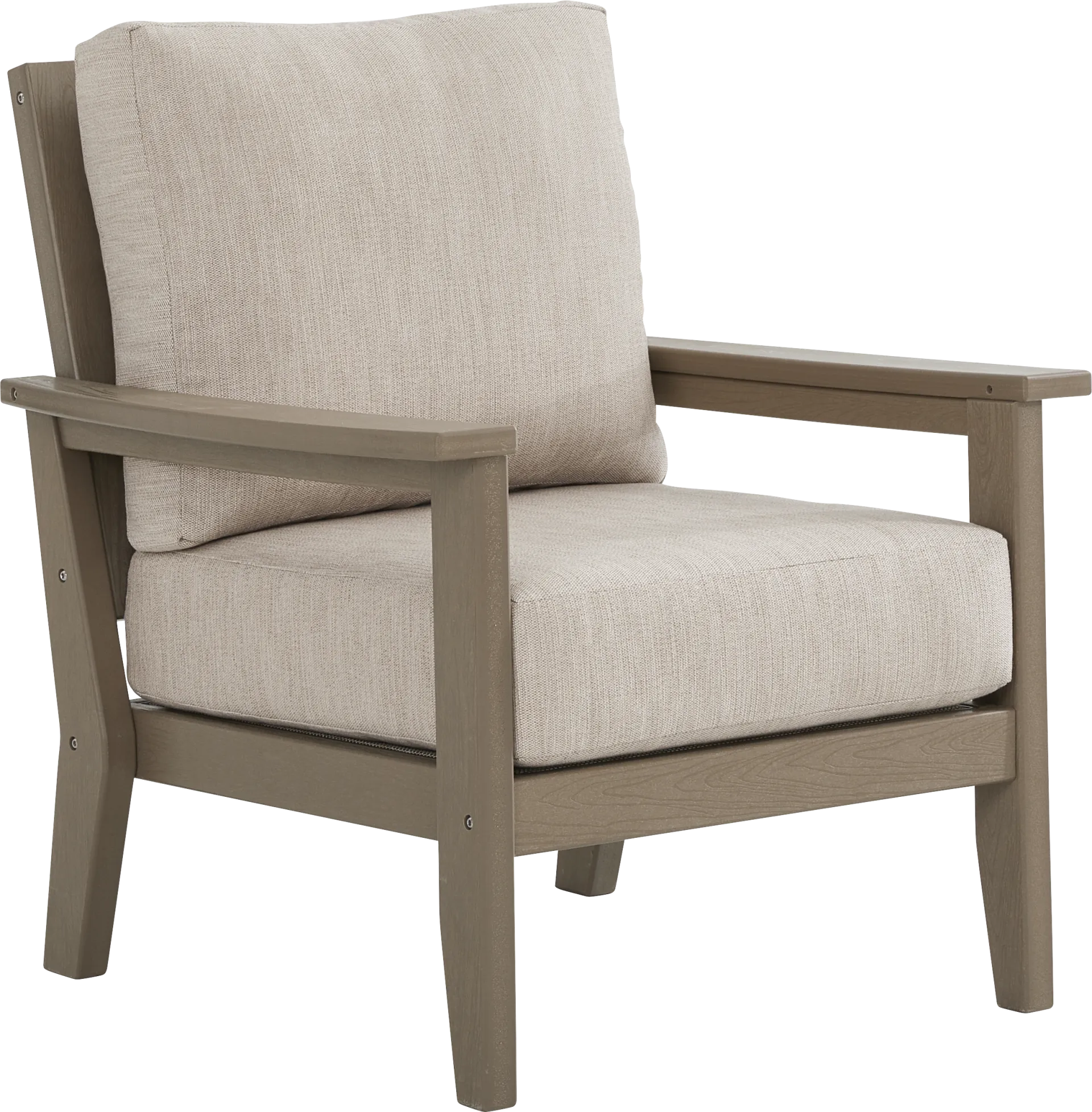 Wakefield Brown Outdoor Club Chair with Oat Cushions - Image 1