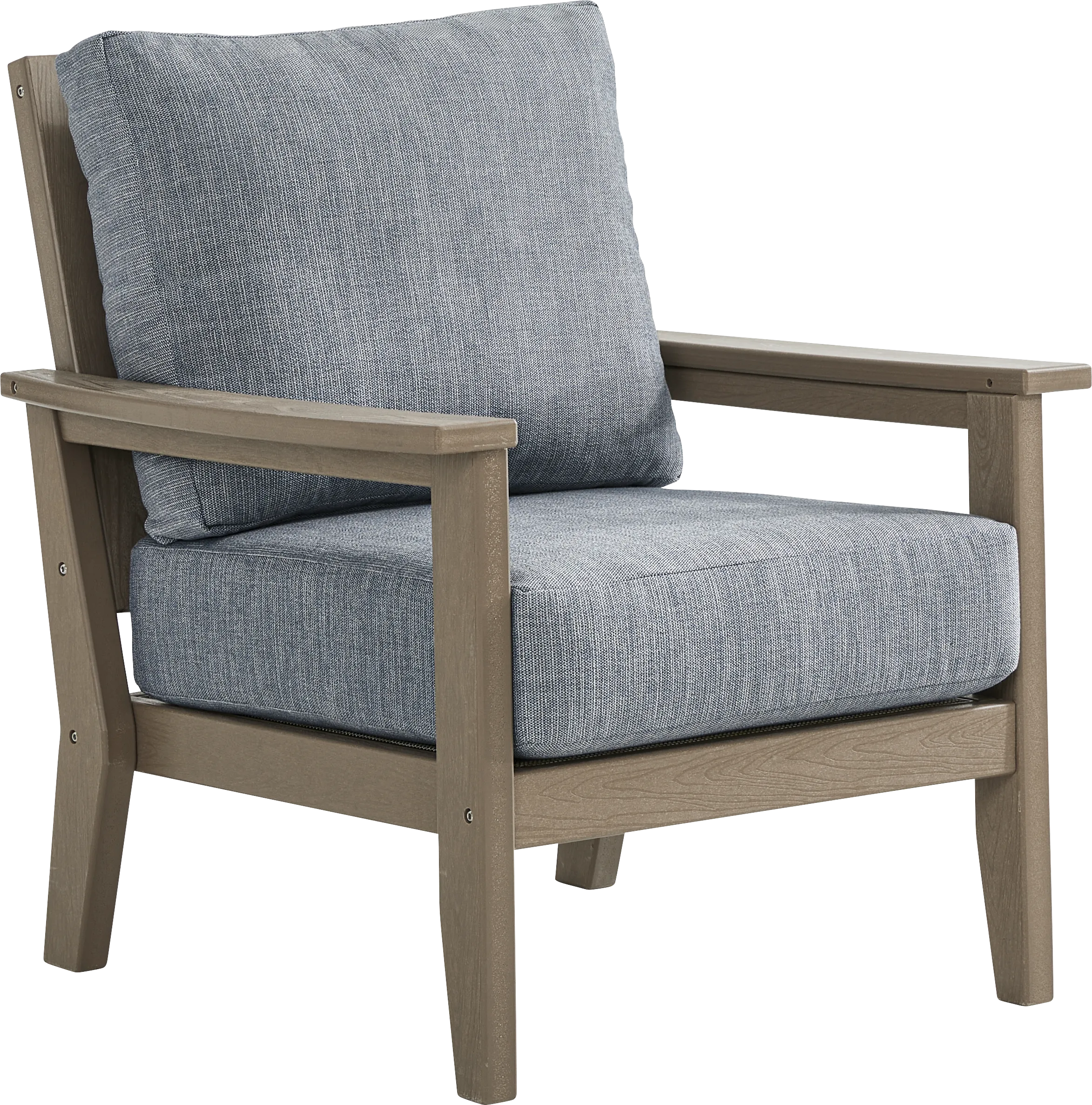 Wakefield Brown 3 Pc Outdoor Seating Set with Denim Cushions - Image 5