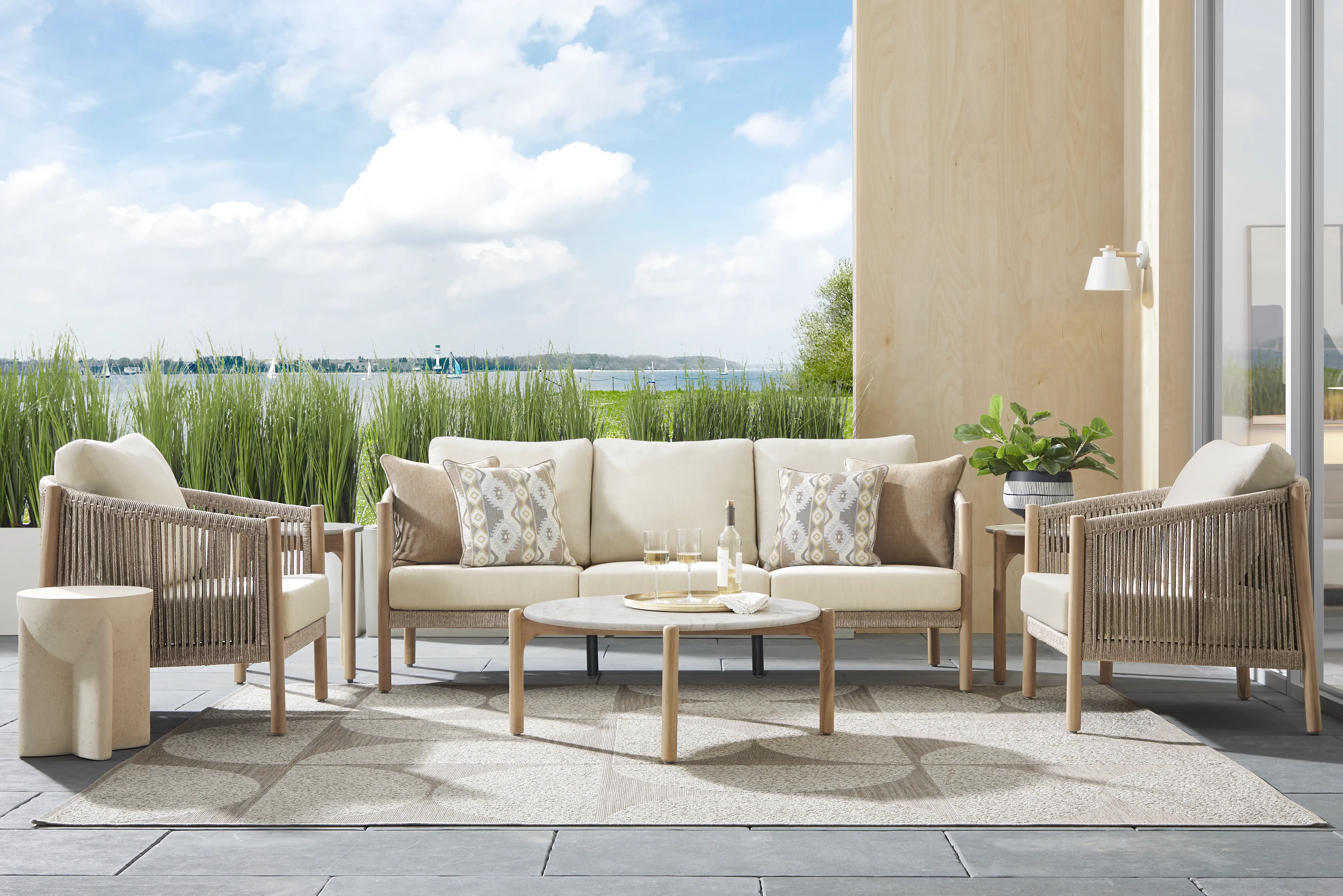 Koda Beige 4 Pc Outdoor Seating Set - Thumbnail - Image 1