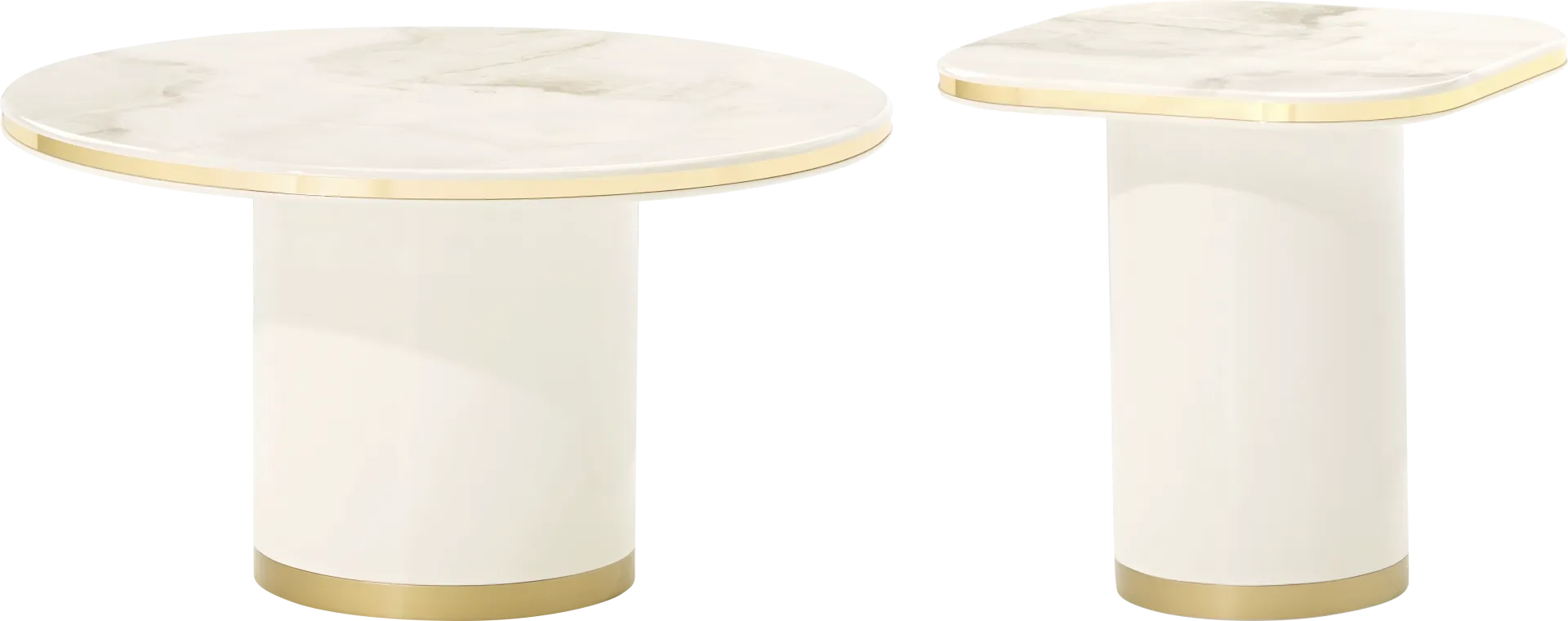 Donatello Ivory Round Cocktail Table and End Table - Image 1