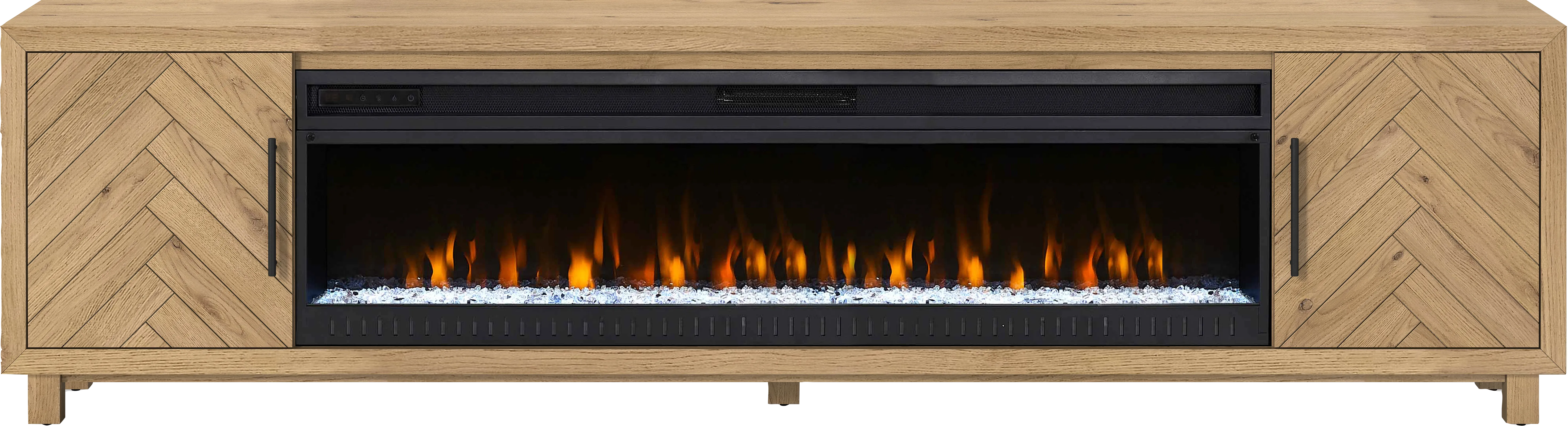 Oakleigh Natural 96 in. Credenza with Electric Fireplace - Image 1