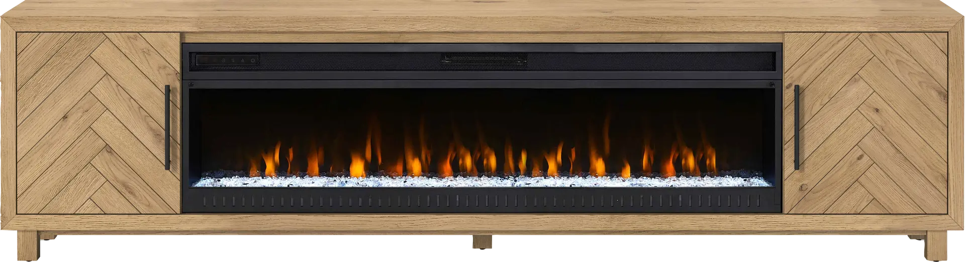 Oakleigh Natural 96 in. Credenza with Electric Fireplace