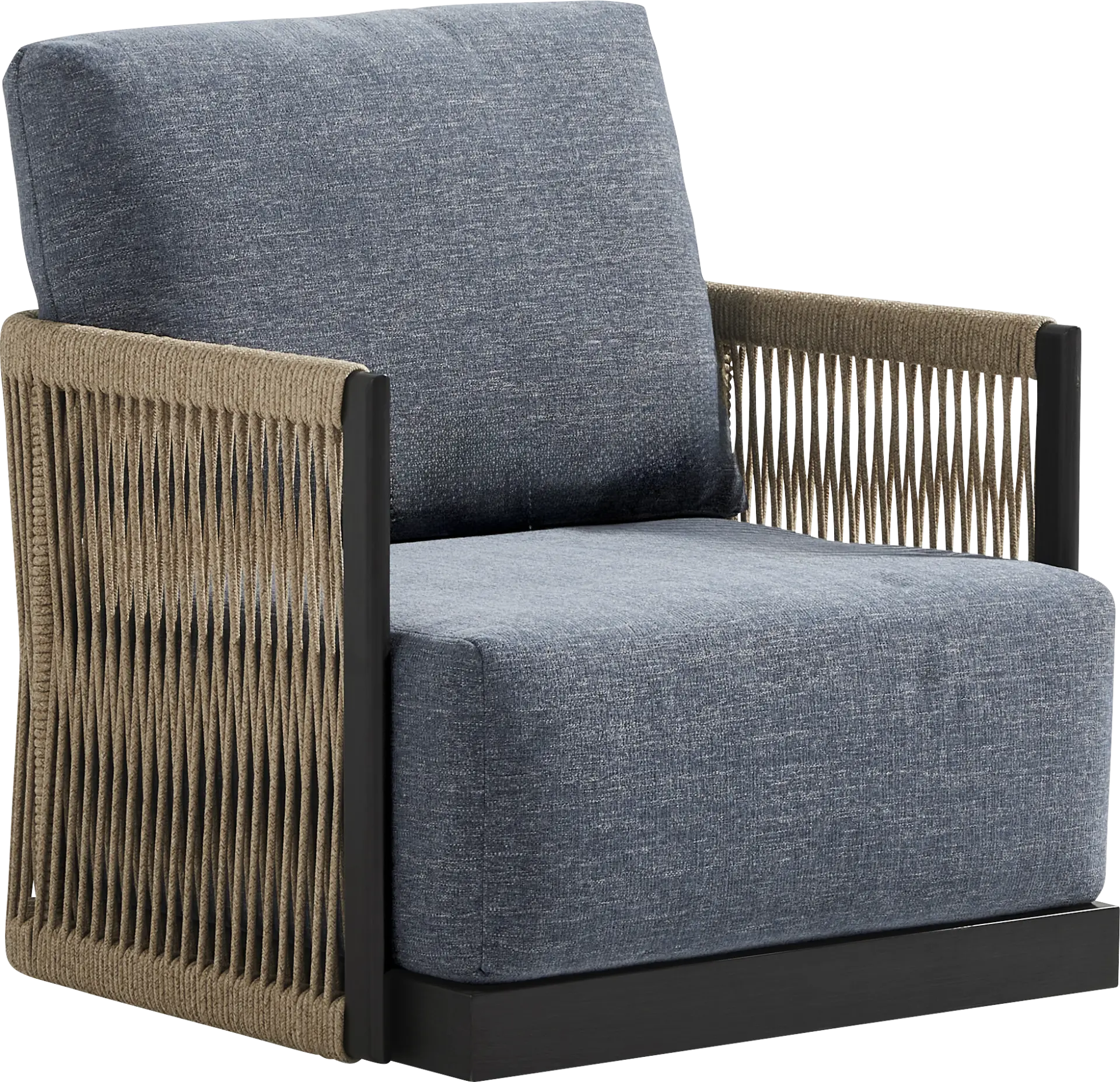 Lanai Black Outdoor Swivel Chair with Mineral Cushions