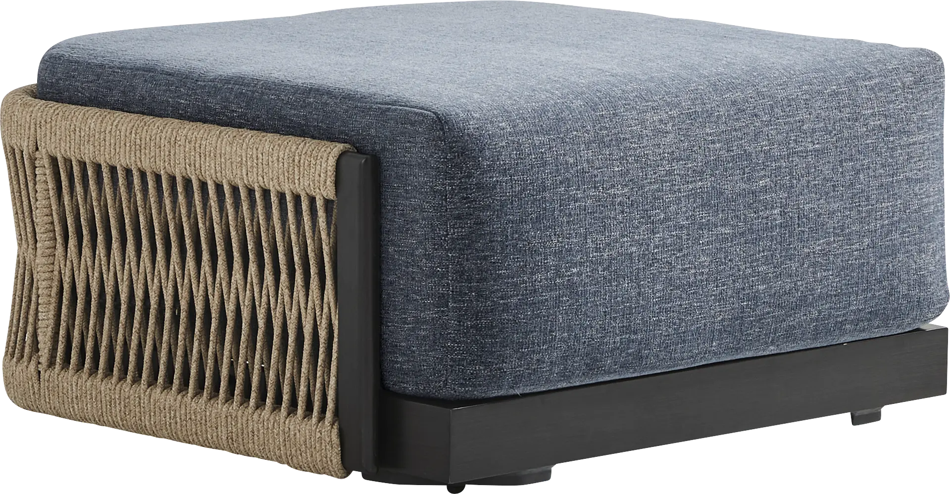 Lanai Black Outdoor Ottoman with Mineral Cushion