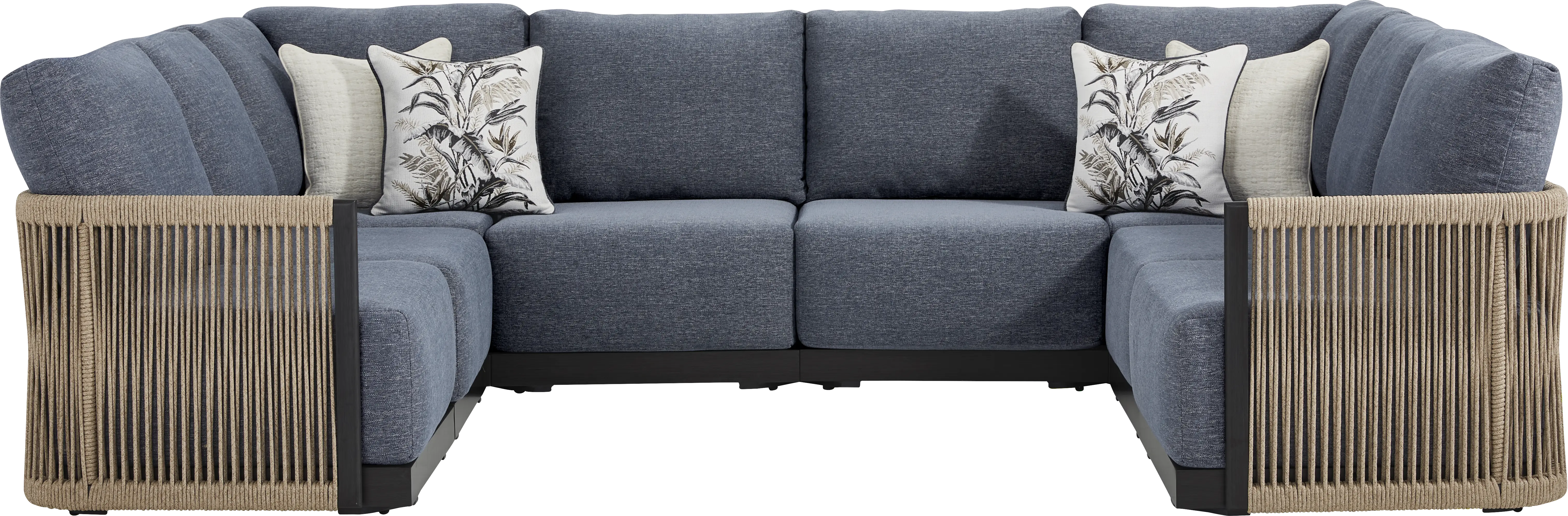 Lanai Black 8 Pc Outdoor Sectional with Mineral Cushions - Image 2