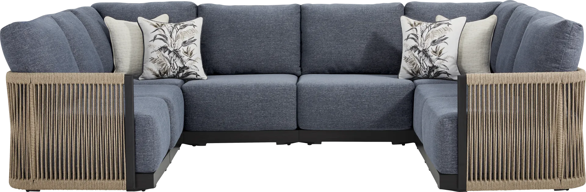 Lanai Black 8 Pc Outdoor Sectional with Mineral Cushions - Image 2