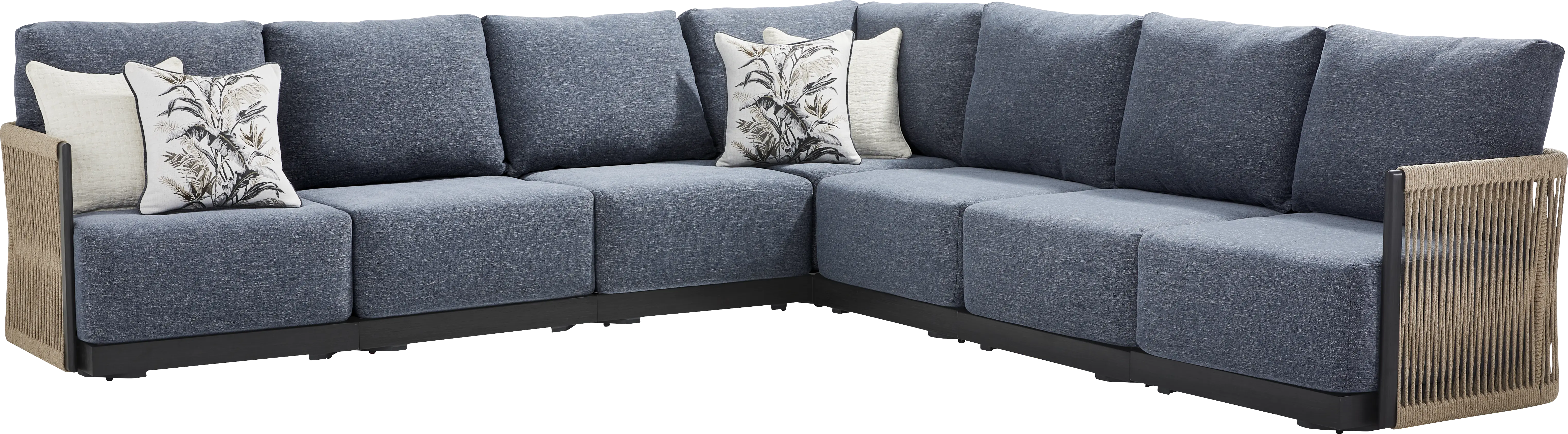 Lanai Black 7 Pc Outdoor Sectional with Mineral Cushions - Image 2