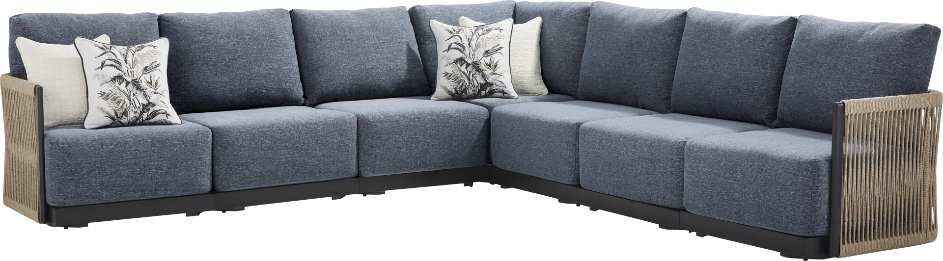 Lanai Black 7 Pc Outdoor Sectional with Mineral Cushions - Image 2