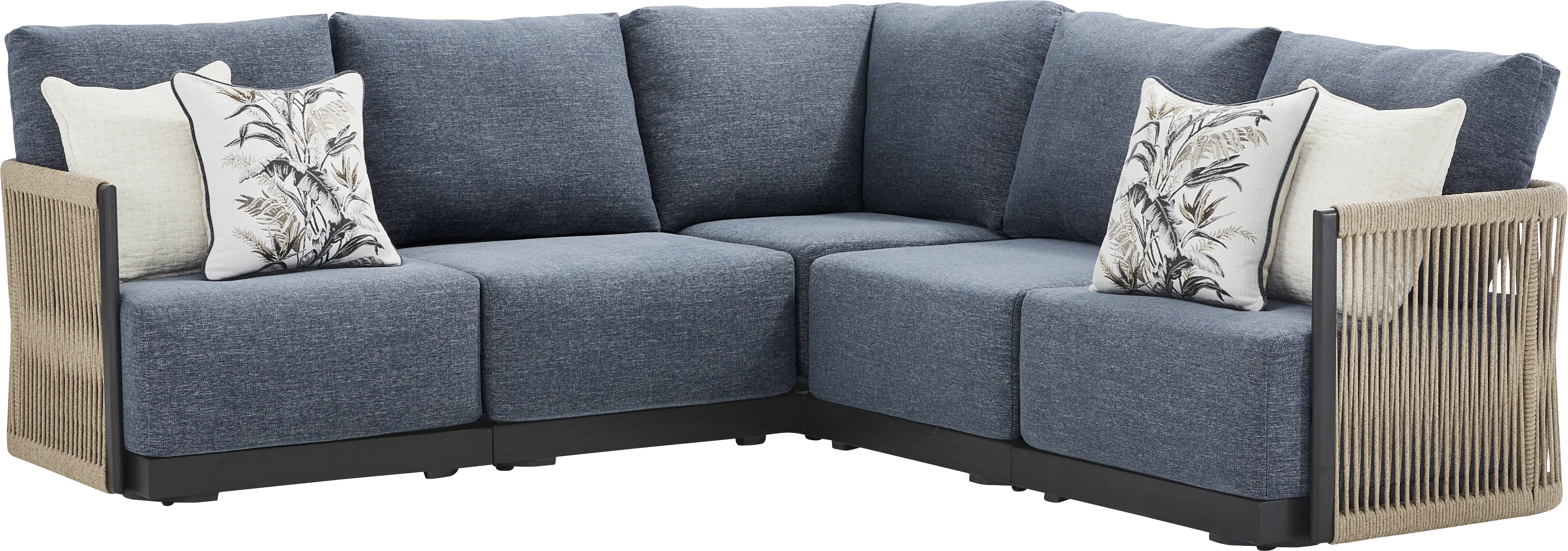 Lanai Black 5 Pc Outdoor Sectional with Mineral Cushions - Image 2