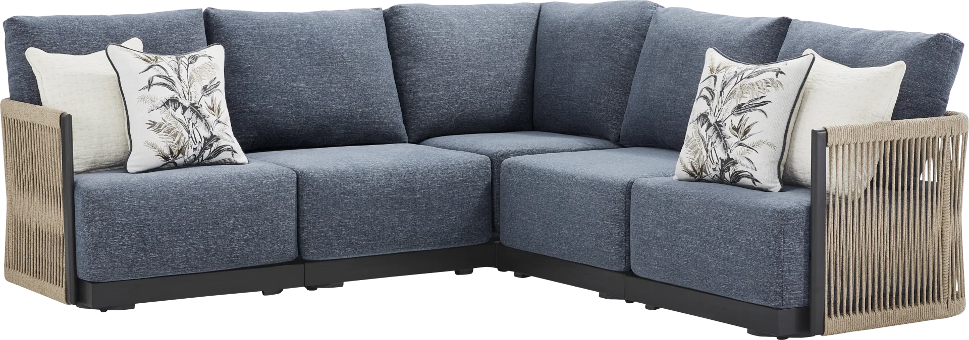 Lanai Black 5 Pc Outdoor Sectional with Mineral Cushions - Image 2
