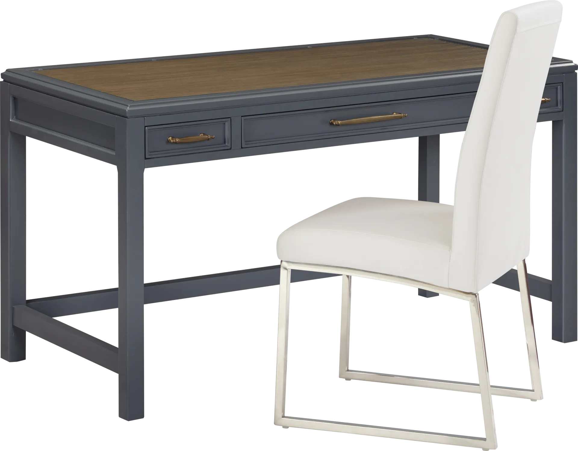 Albion Blue Writing Desk with Off-White Chair - Image 1