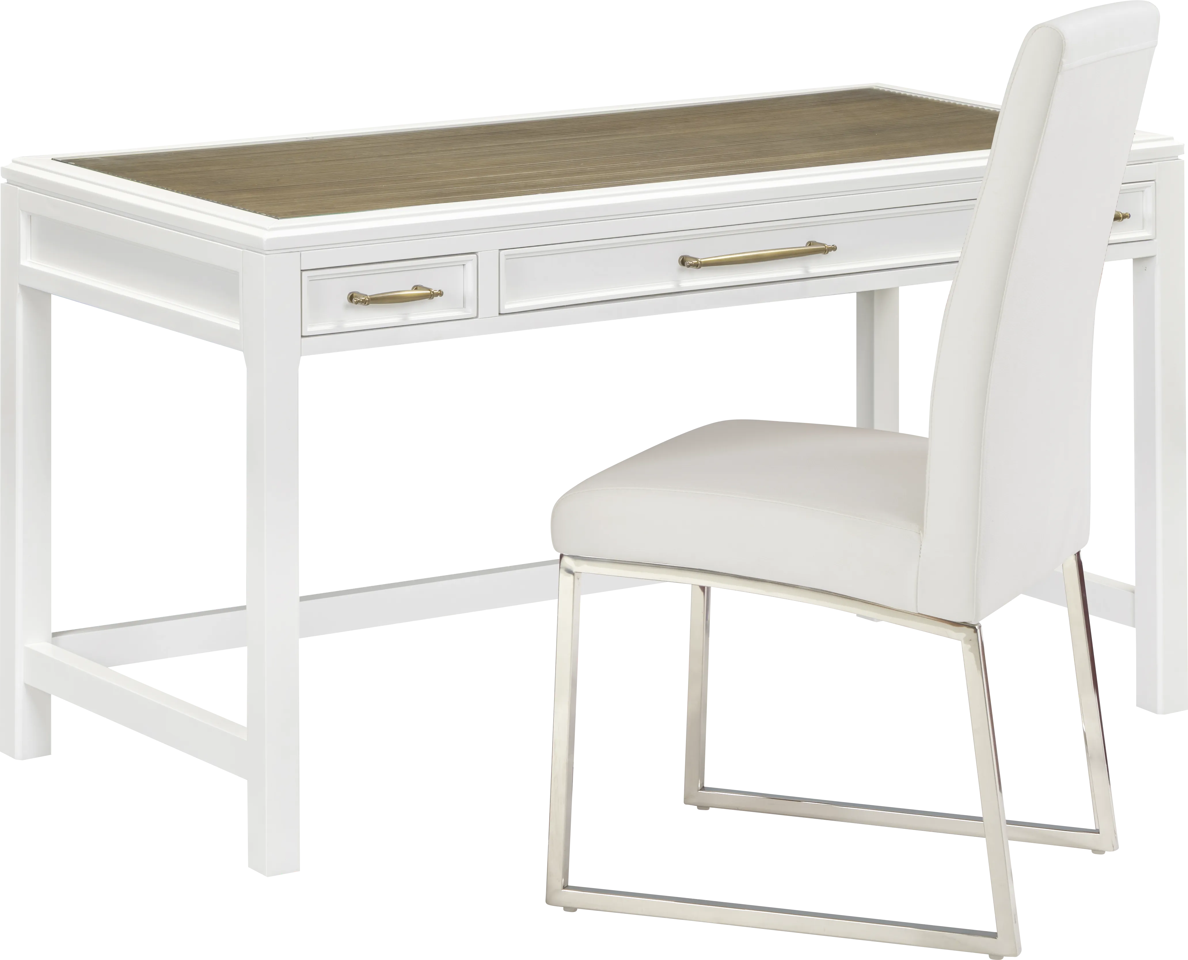 Albion White Writing Desk with Off-White Chair - Thumbnail - Image 1