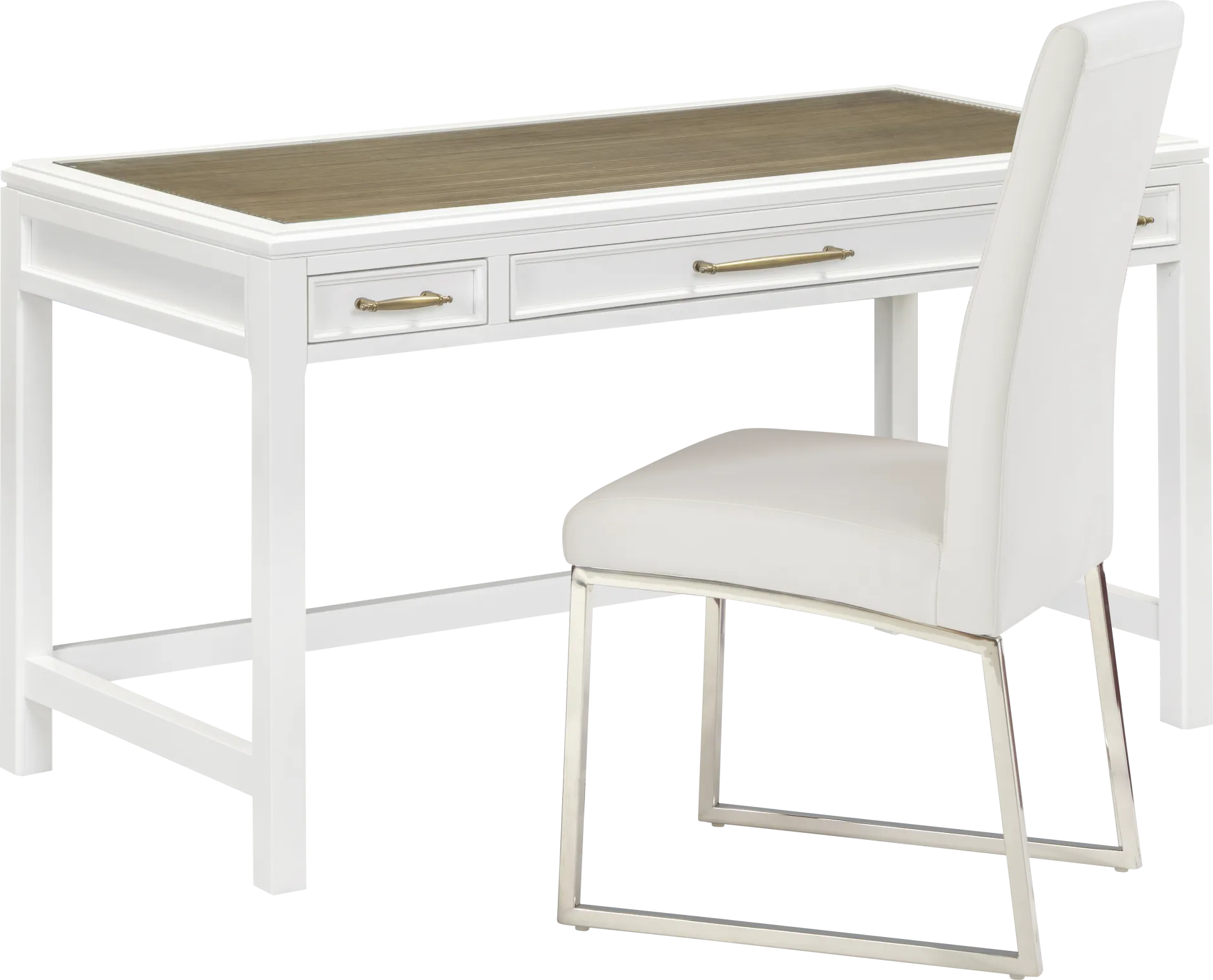 Albion White Writing Desk with Off-White Chair - Image 1