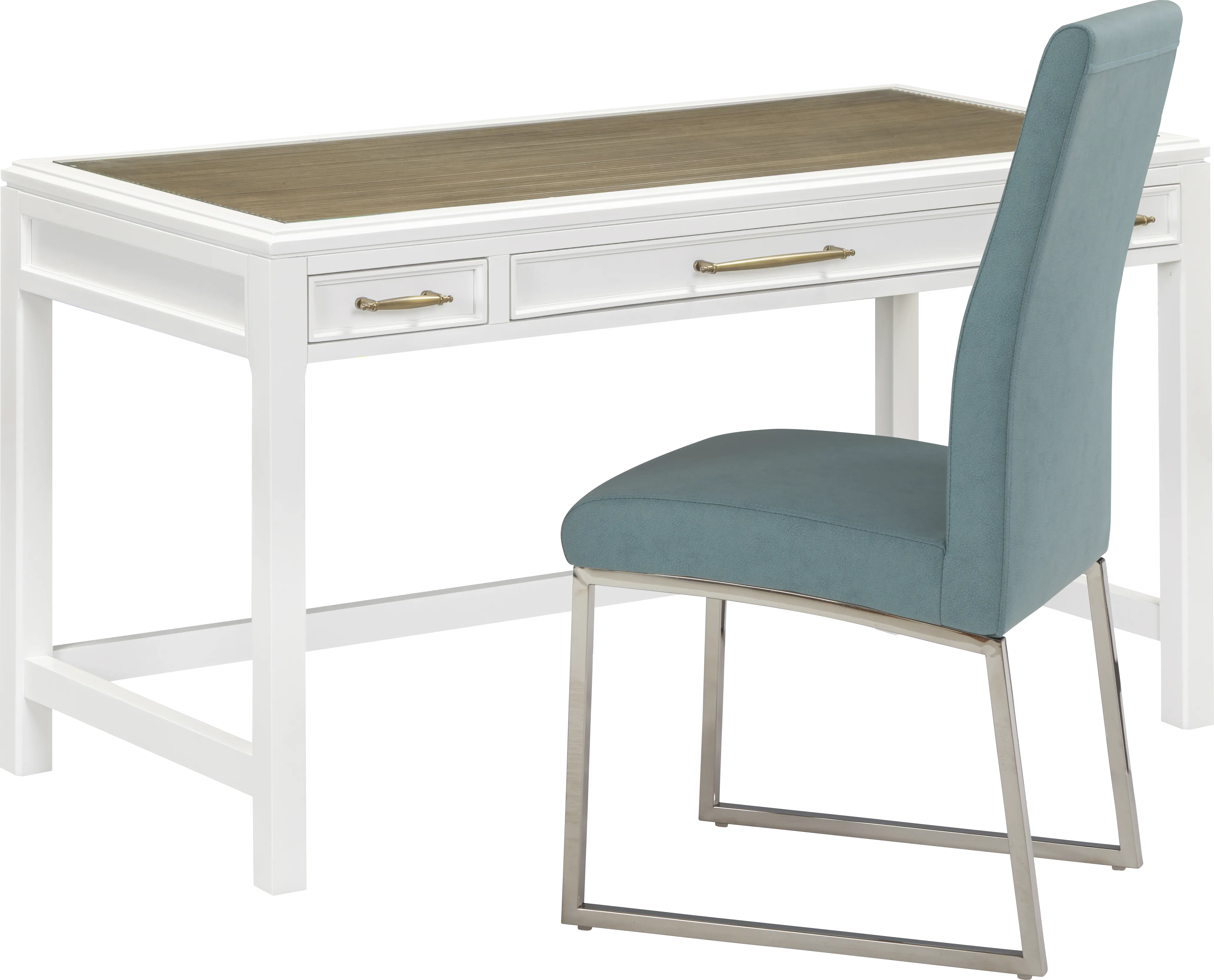 Albion White Writing Desk with Blue Chair - Thumbnail - Image 1
