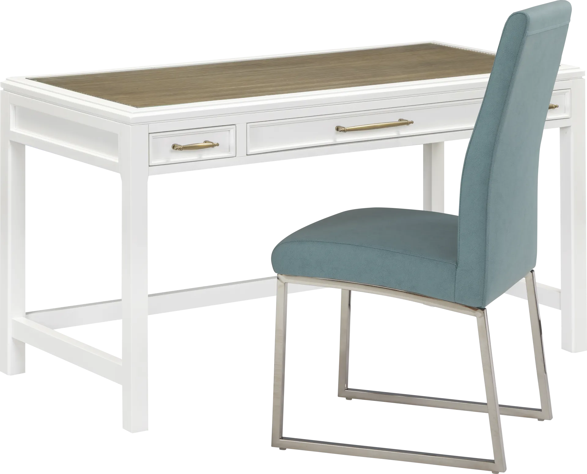 Albion White Writing Desk with Blue Chair - Image 1