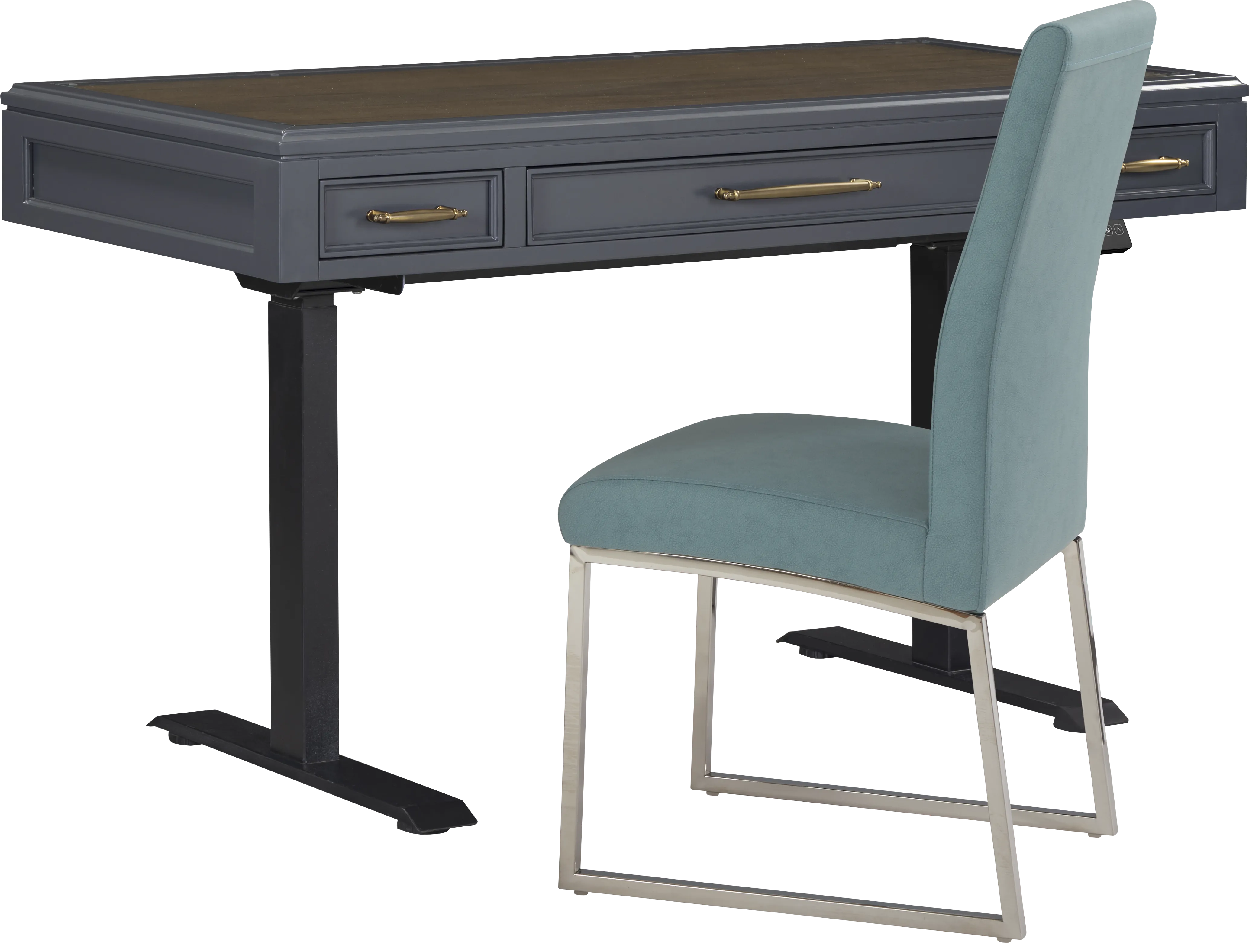 Albion Blue Adjustable Desk with Blue Chair - Thumbnail - Image 1