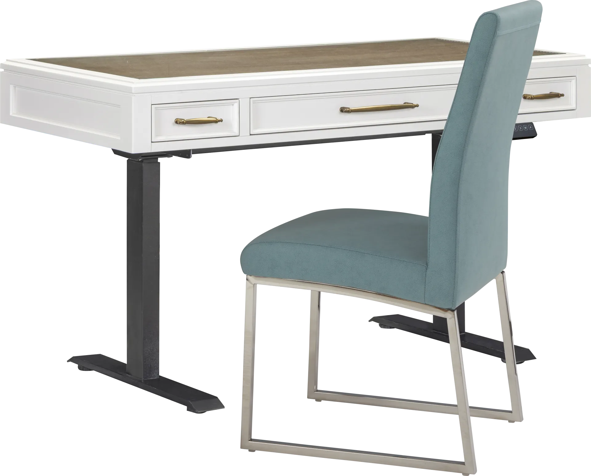 Albion White Adjustable Desk with Blue Chair - Image 1