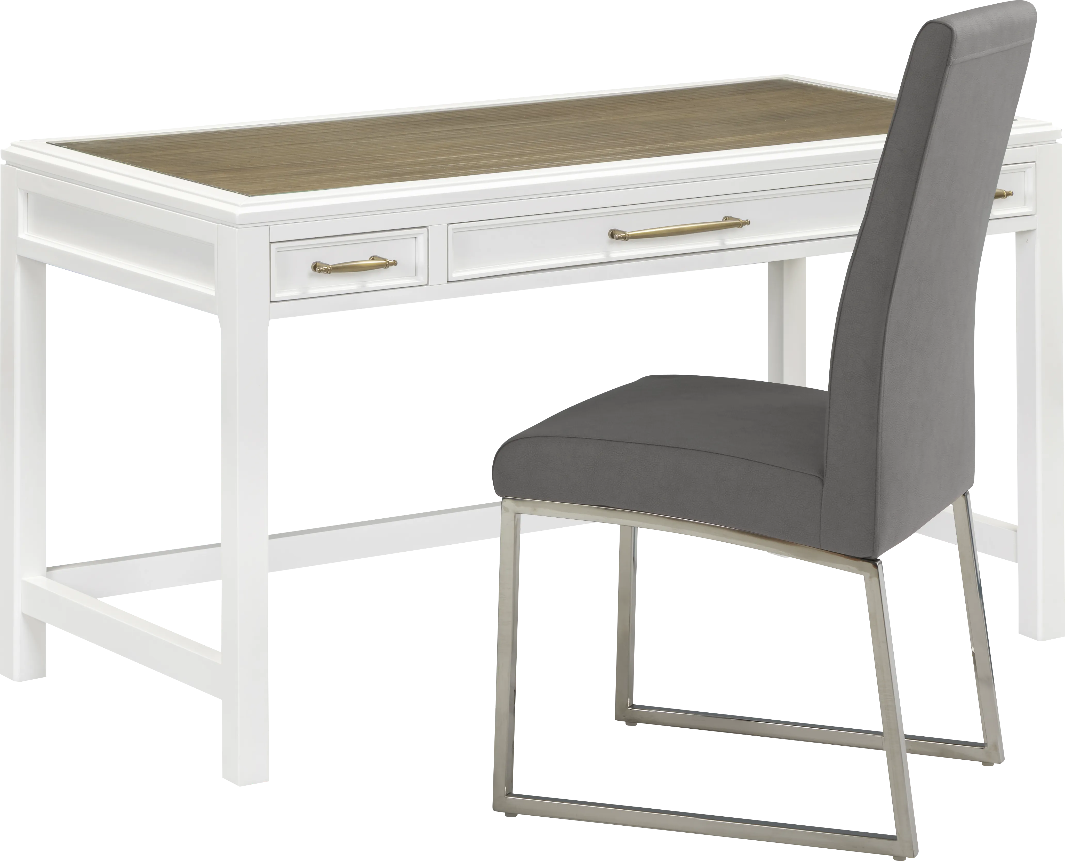 Albion White Writing Desk with Black Chair - Thumbnail - Image 1