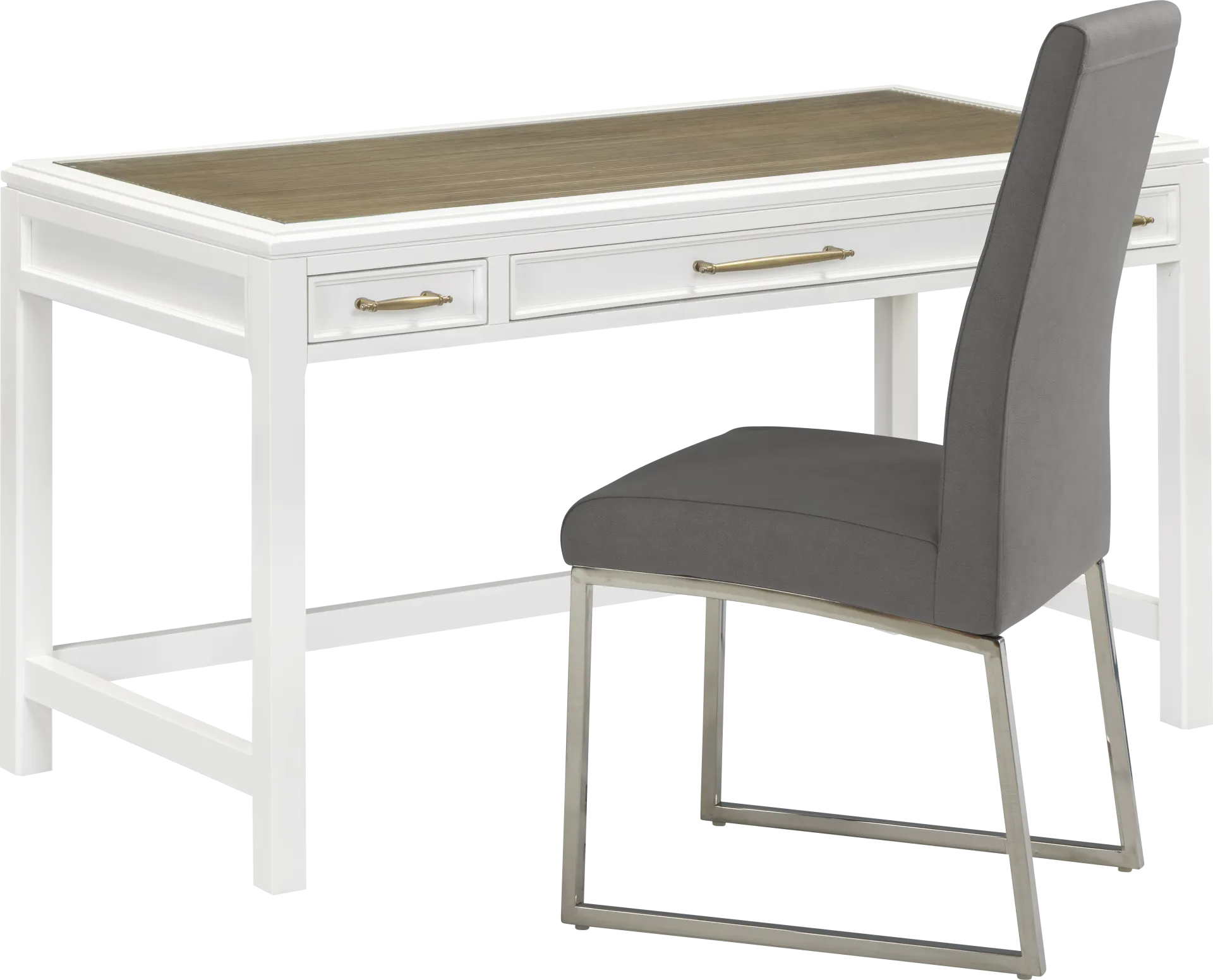 Albion White Writing Desk with Black Chair - Image 1