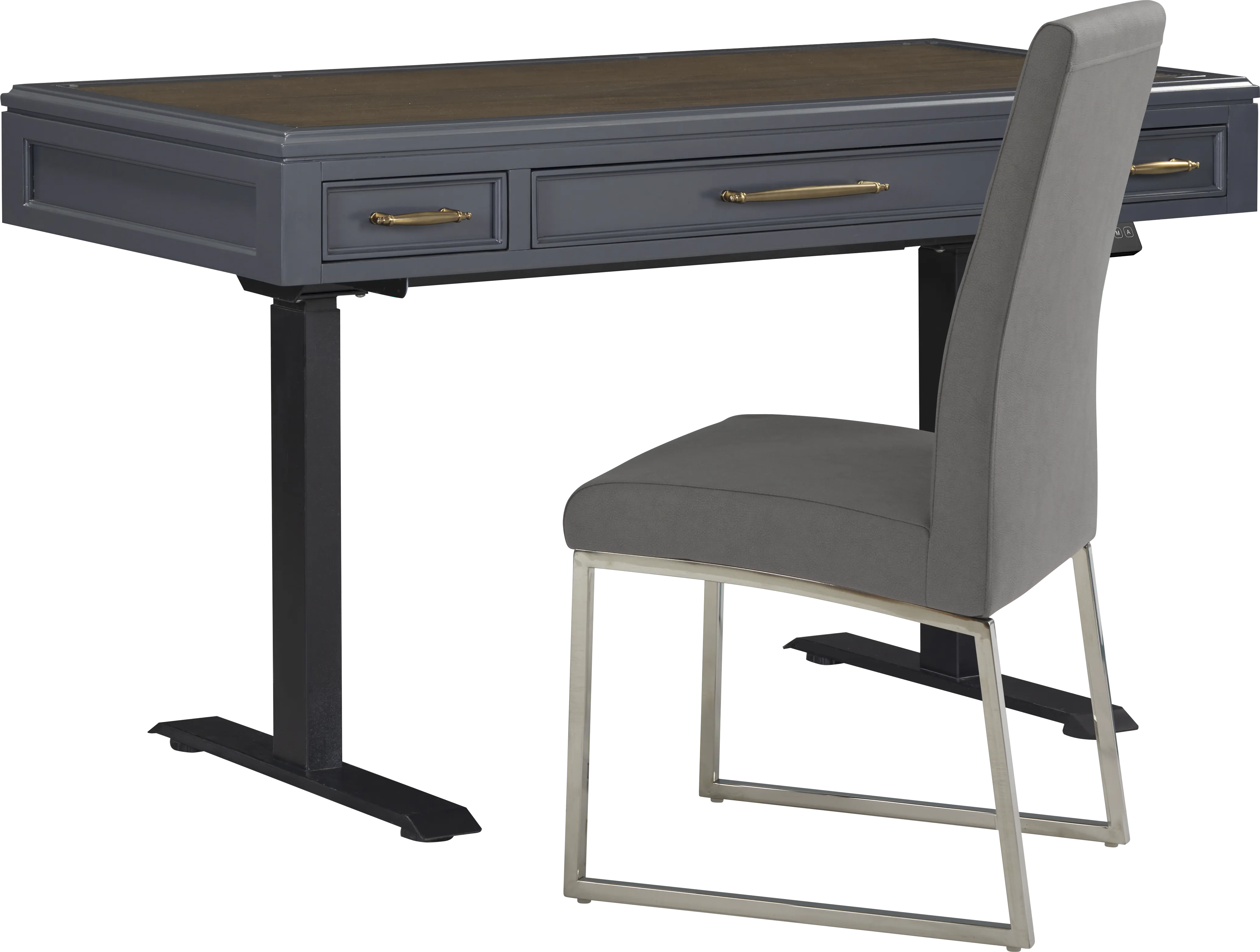Albion Blue Adjustable Desk with Black Chair - Thumbnail - Image 1