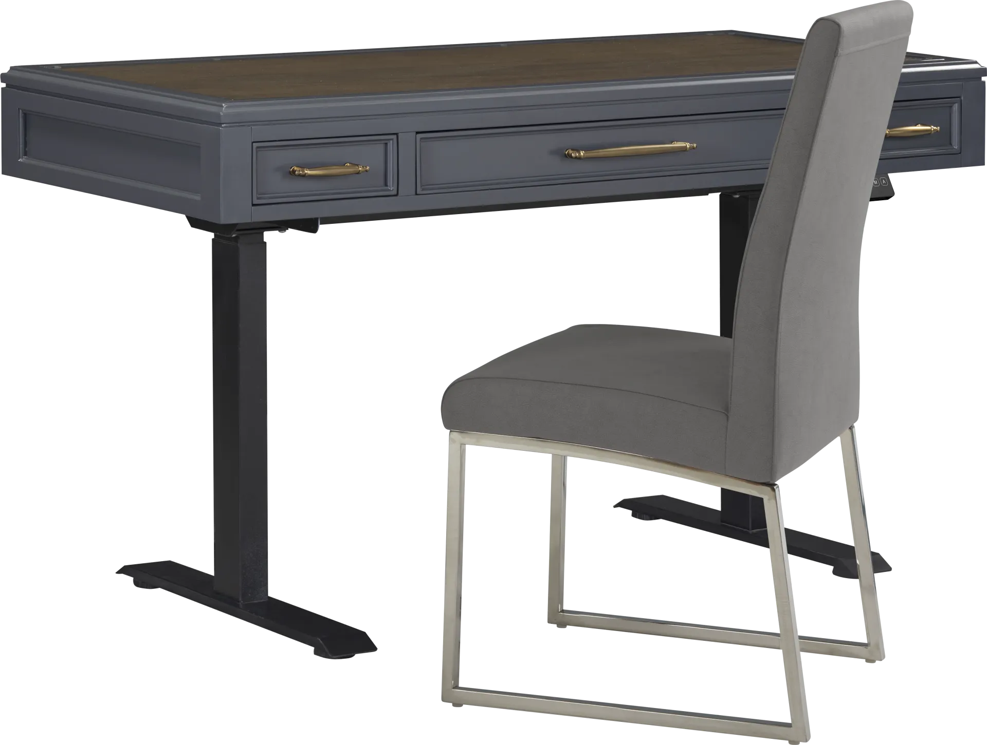 Albion Blue Adjustable Desk with Black Chair - Image 1