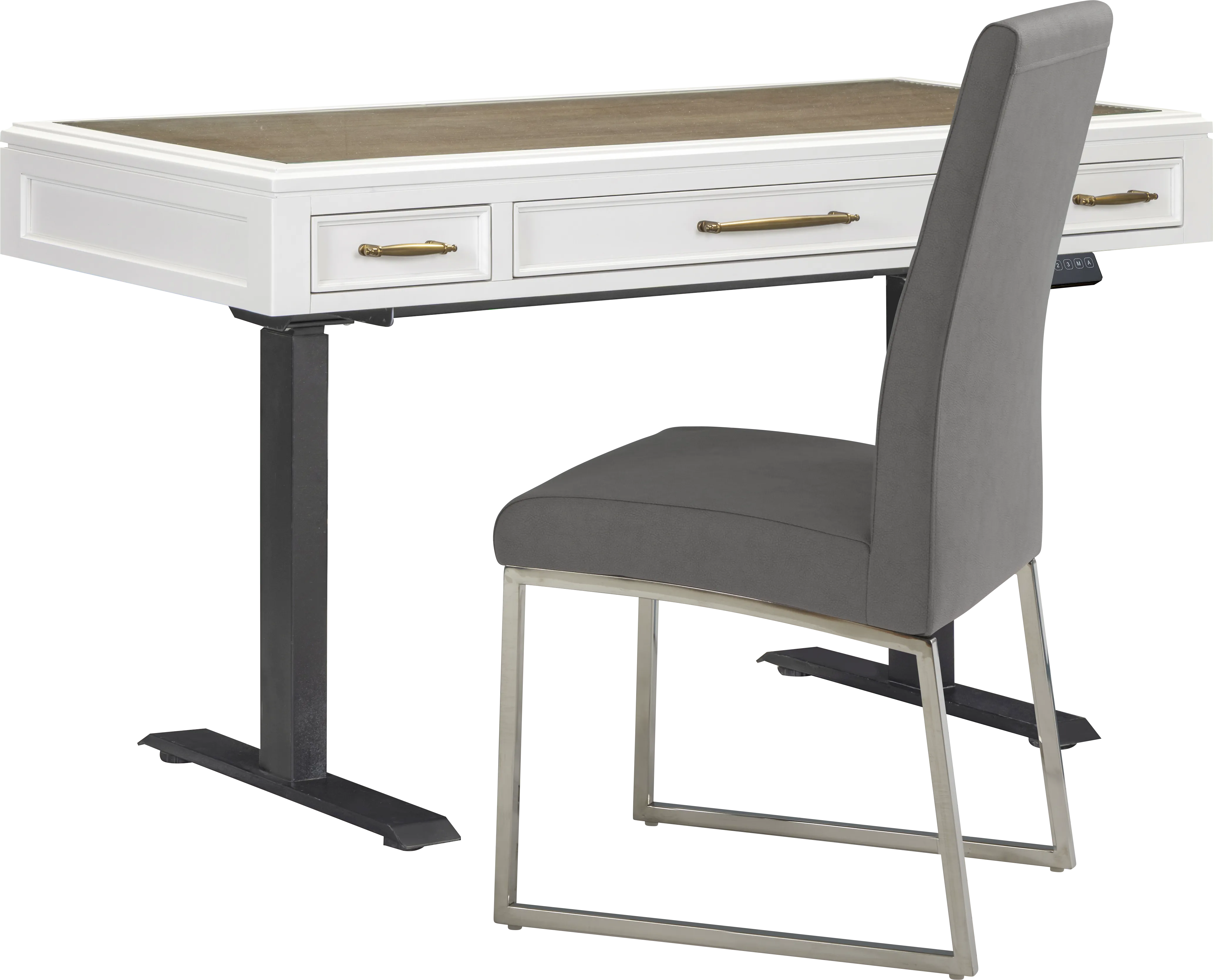 Albion White Adjustable Desk with Black Chair - Thumbnail - Image 1