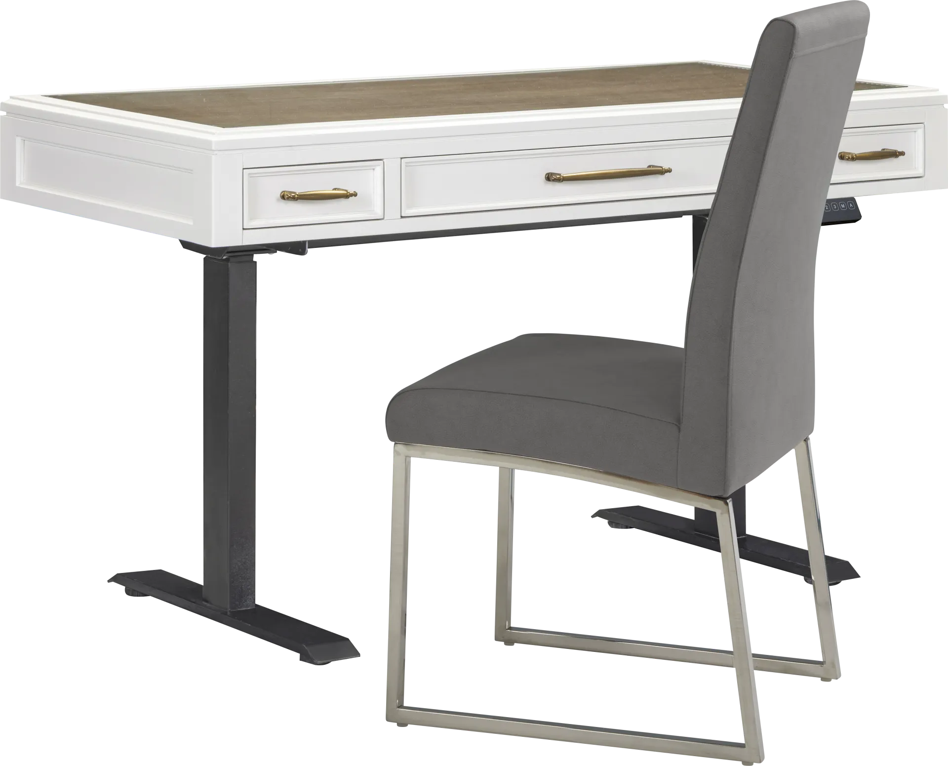 Albion White Adjustable Desk with Black Chair - Image 1
