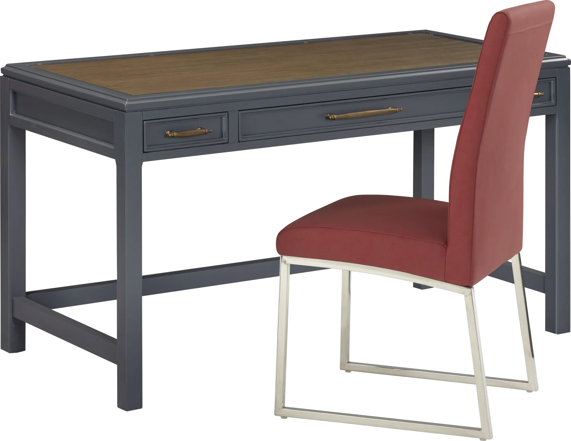 Albion Blue Writing Desk with Red Chair - Image 1