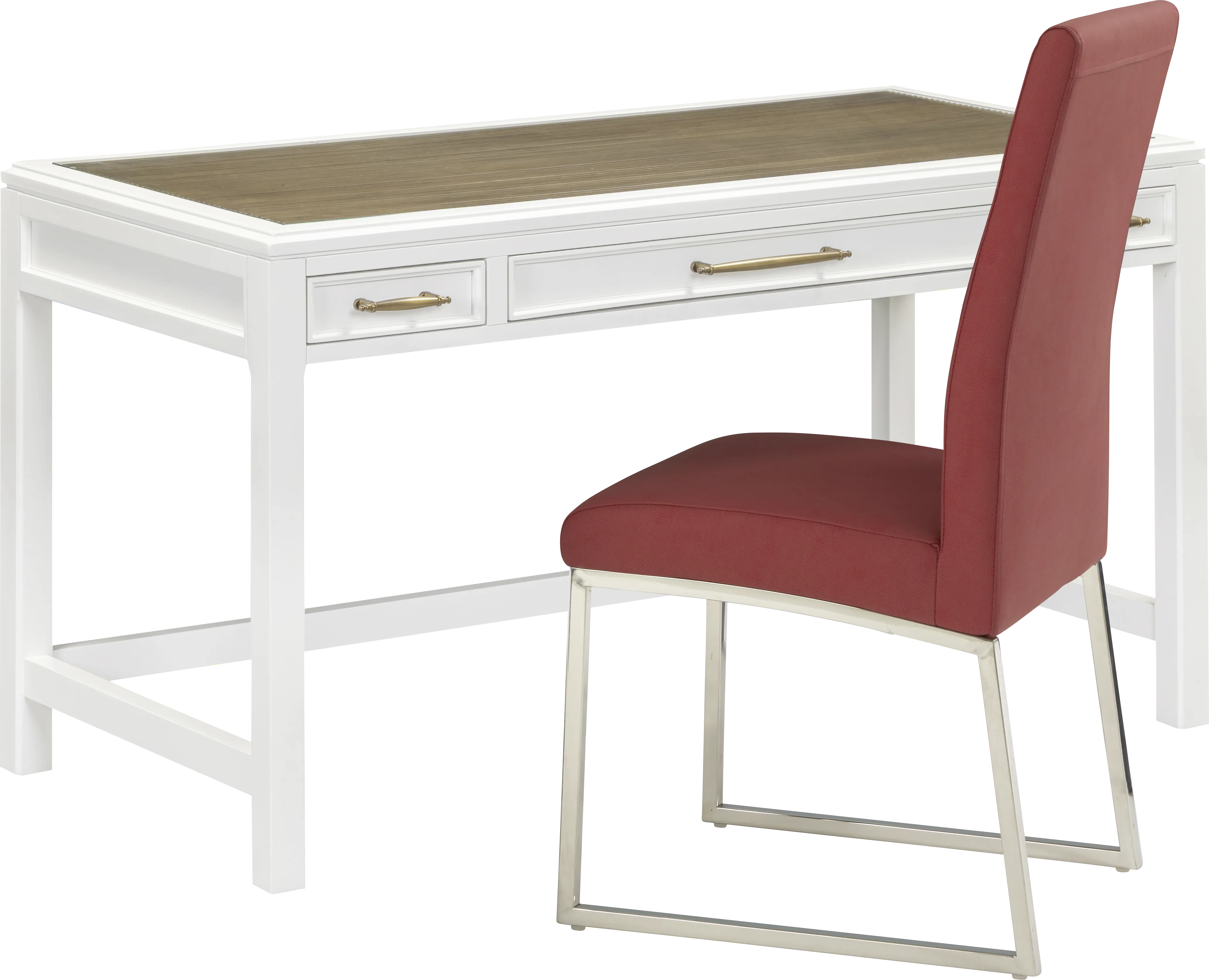 Albion White Writing Desk with Red Chair - Thumbnail - Image 1
