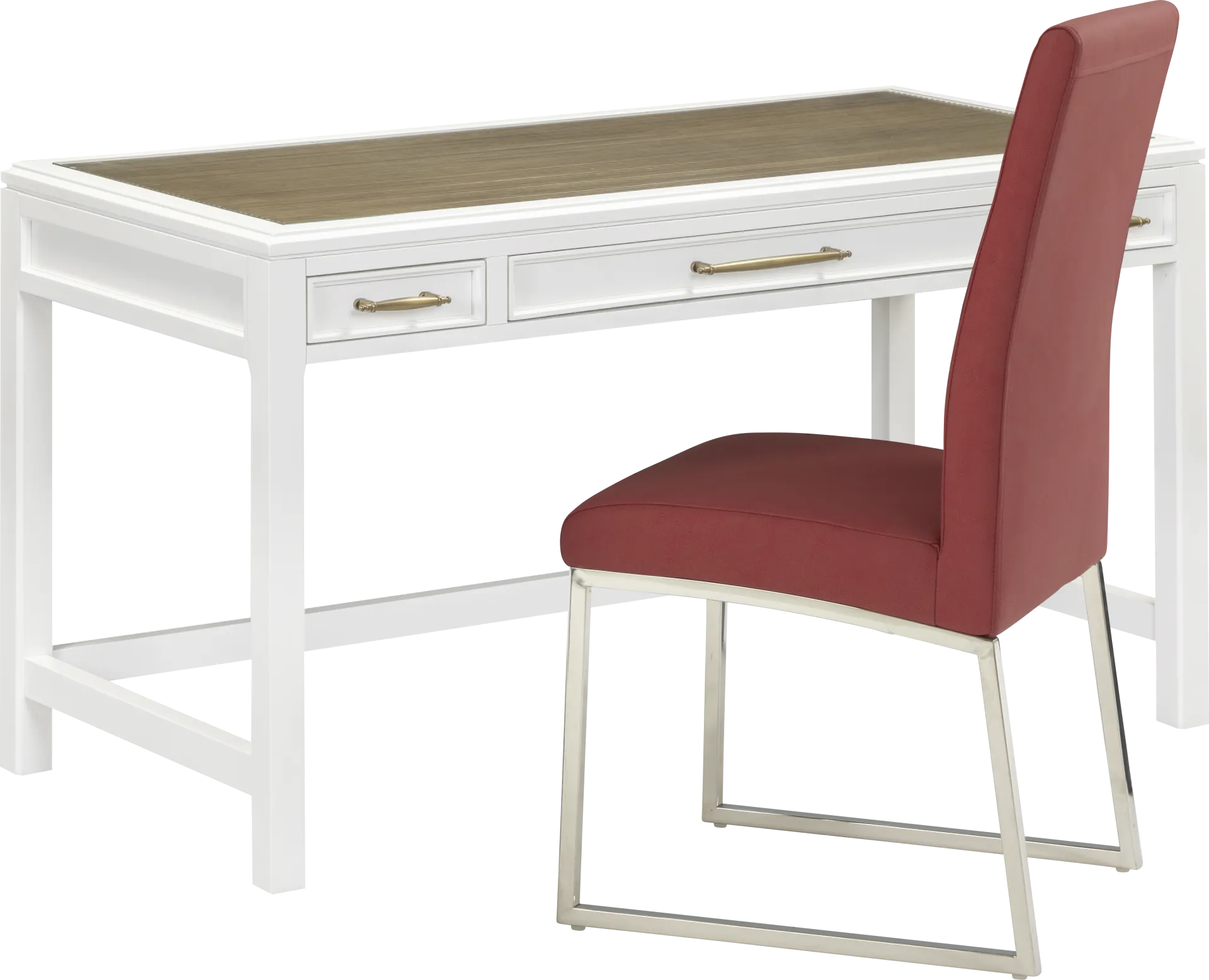 Albion White Writing Desk with Red Chair - Image 1