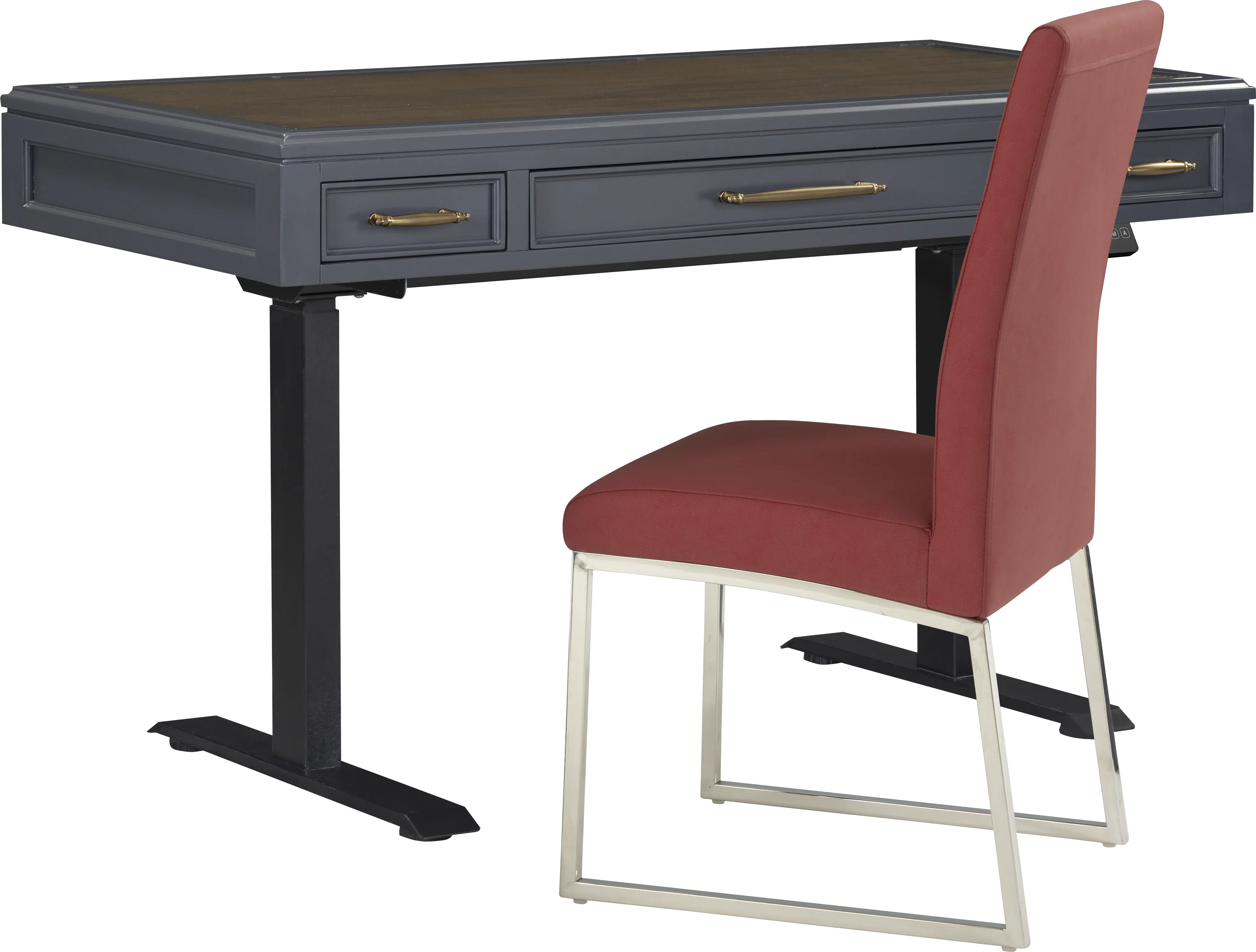 Albion Blue Adjustable Desk with Red Chair - Thumbnail - Image 1