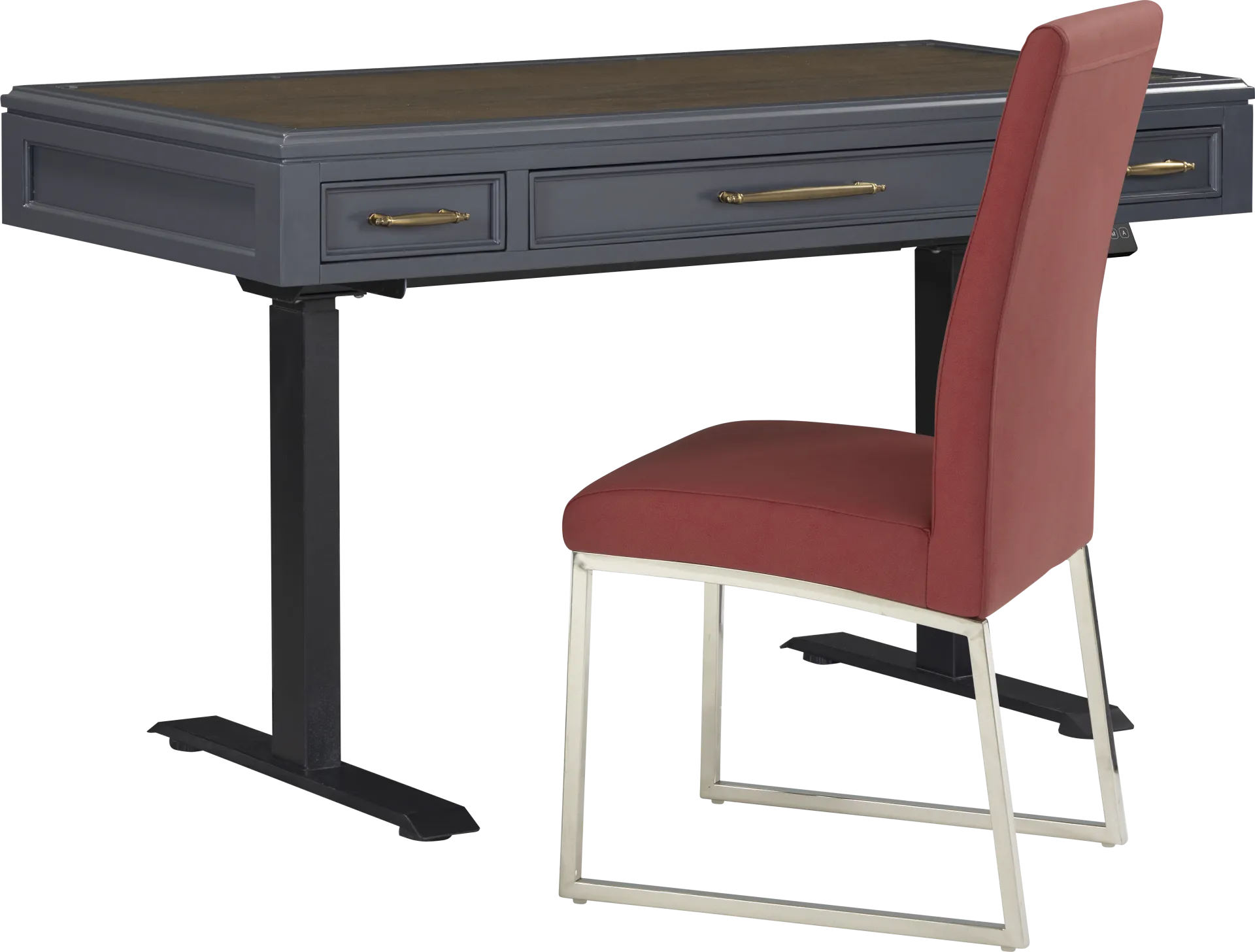 Albion Blue Adjustable Desk with Red Chair - Image 1