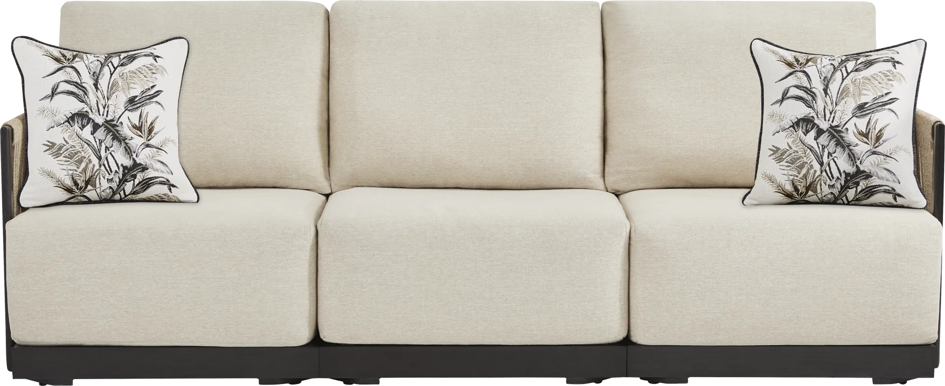 Lanai Black Outdoor Sofa with Cream Cushions - Image 1