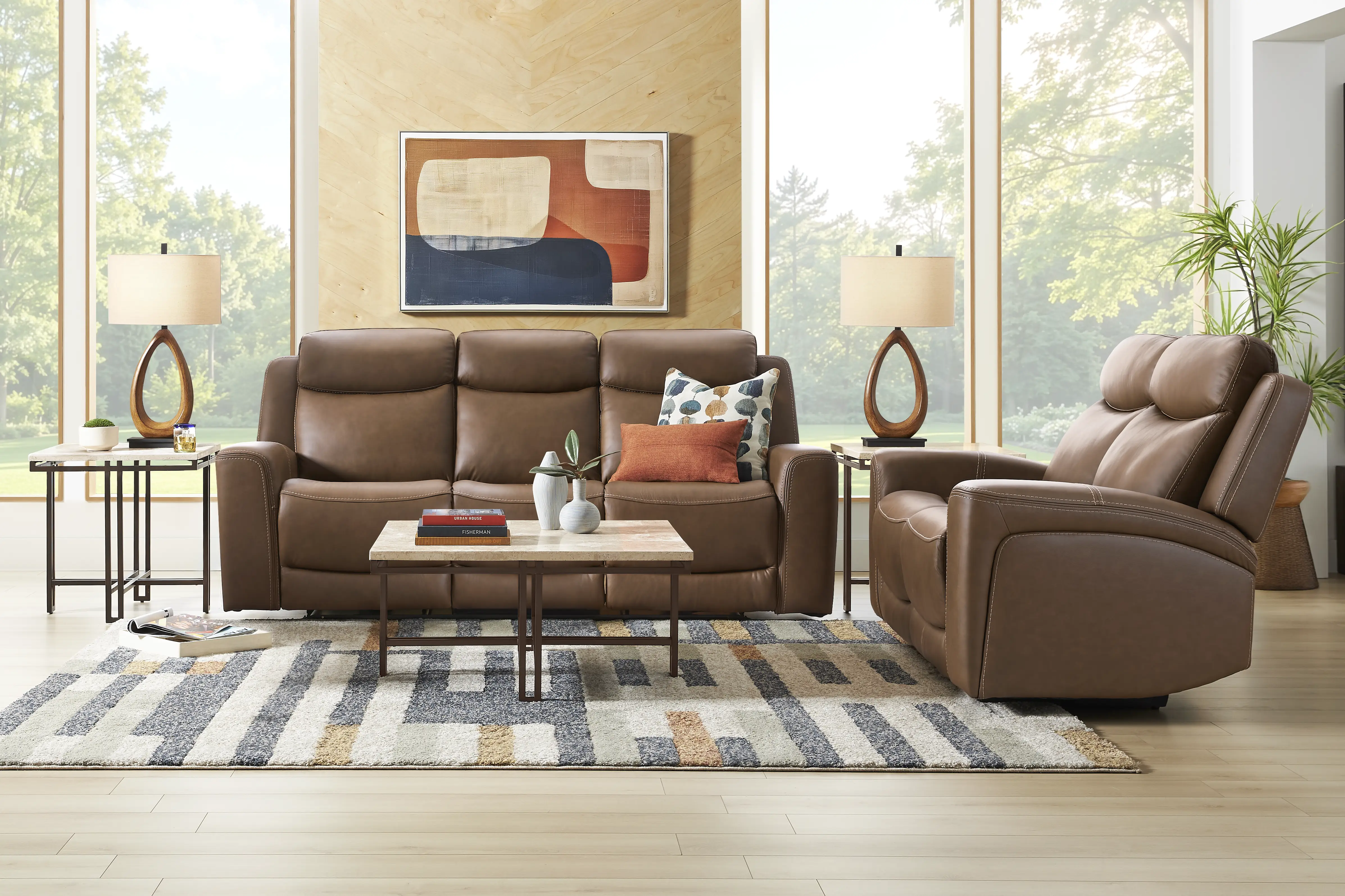 Davidson Brown Leather Dual Power Reclining Sofa - Thumbnail - Image 2