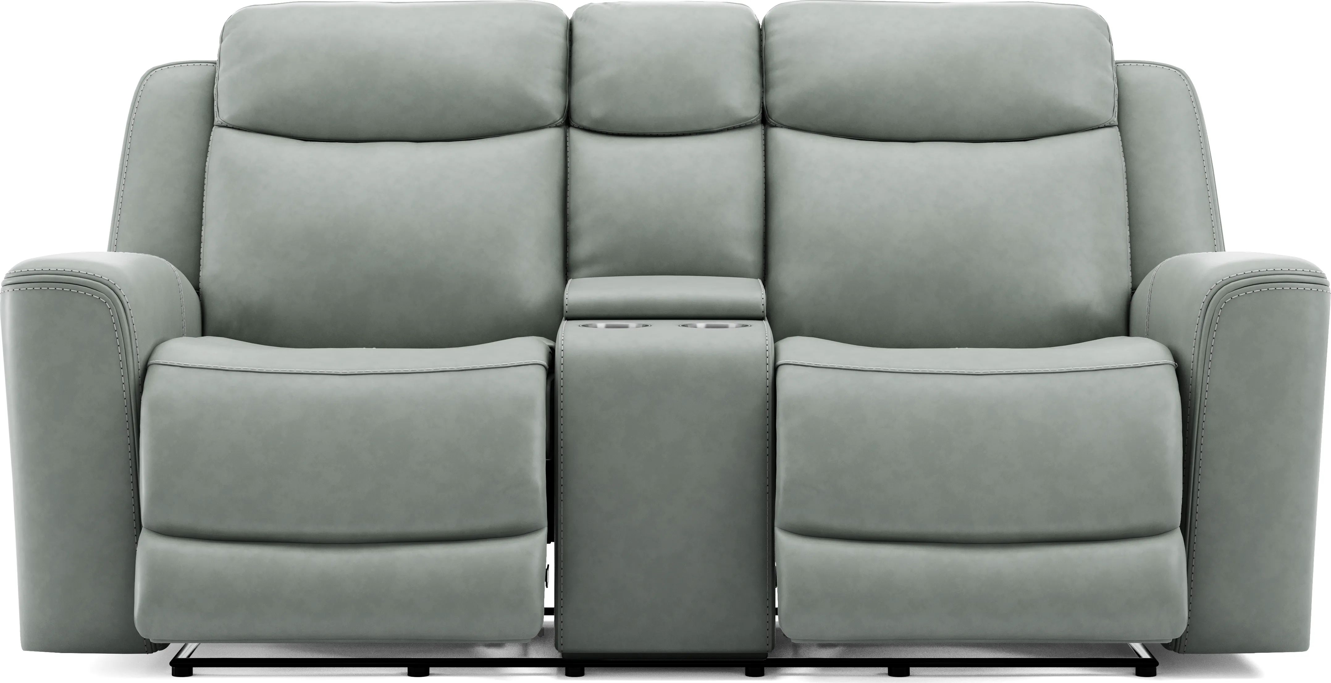 Davidson Artic Leather Dual Power Reclining Console Loveseat - Thumbnail - Image 1