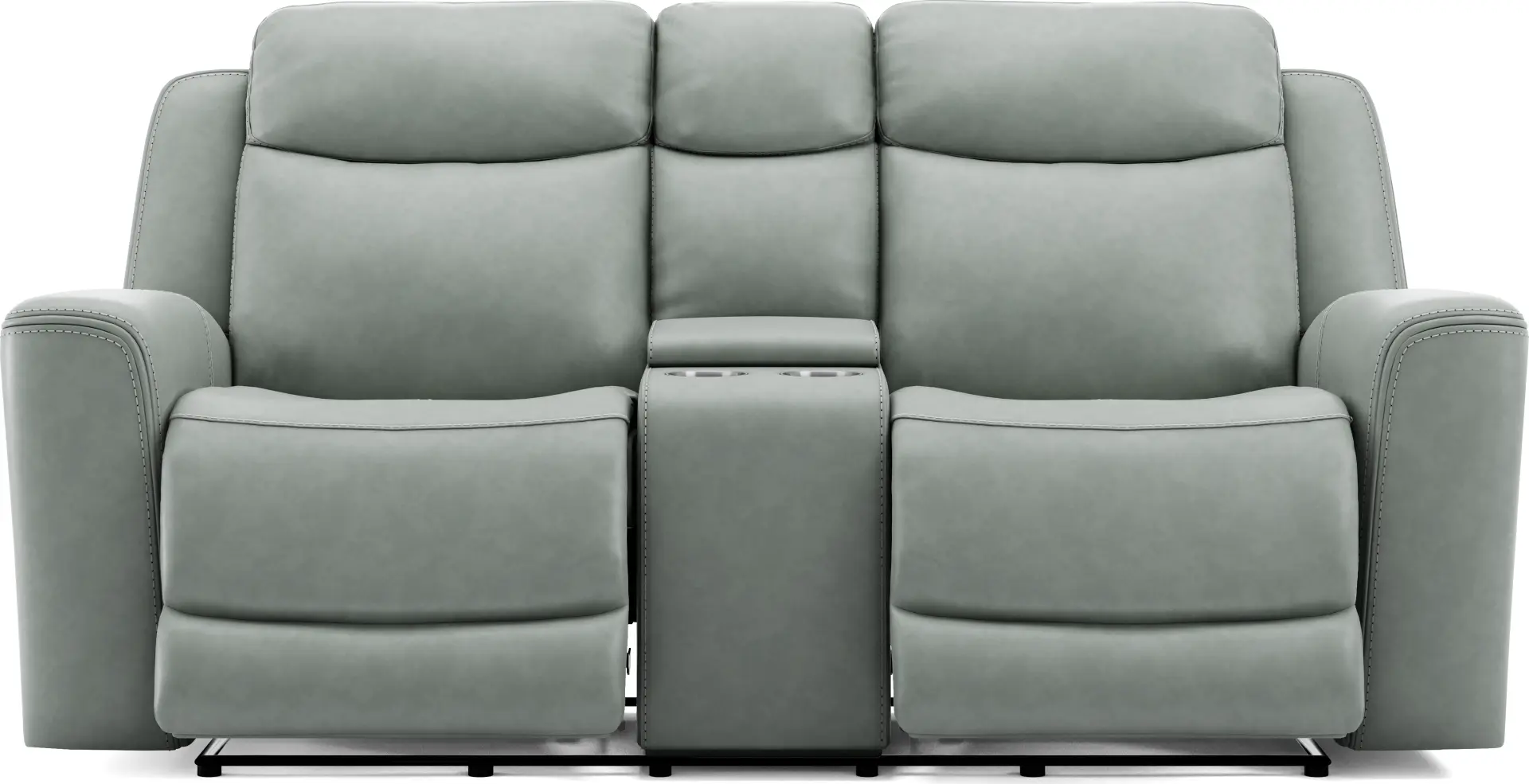 Davidson Artic Leather Dual Power Reclining Console Loveseat